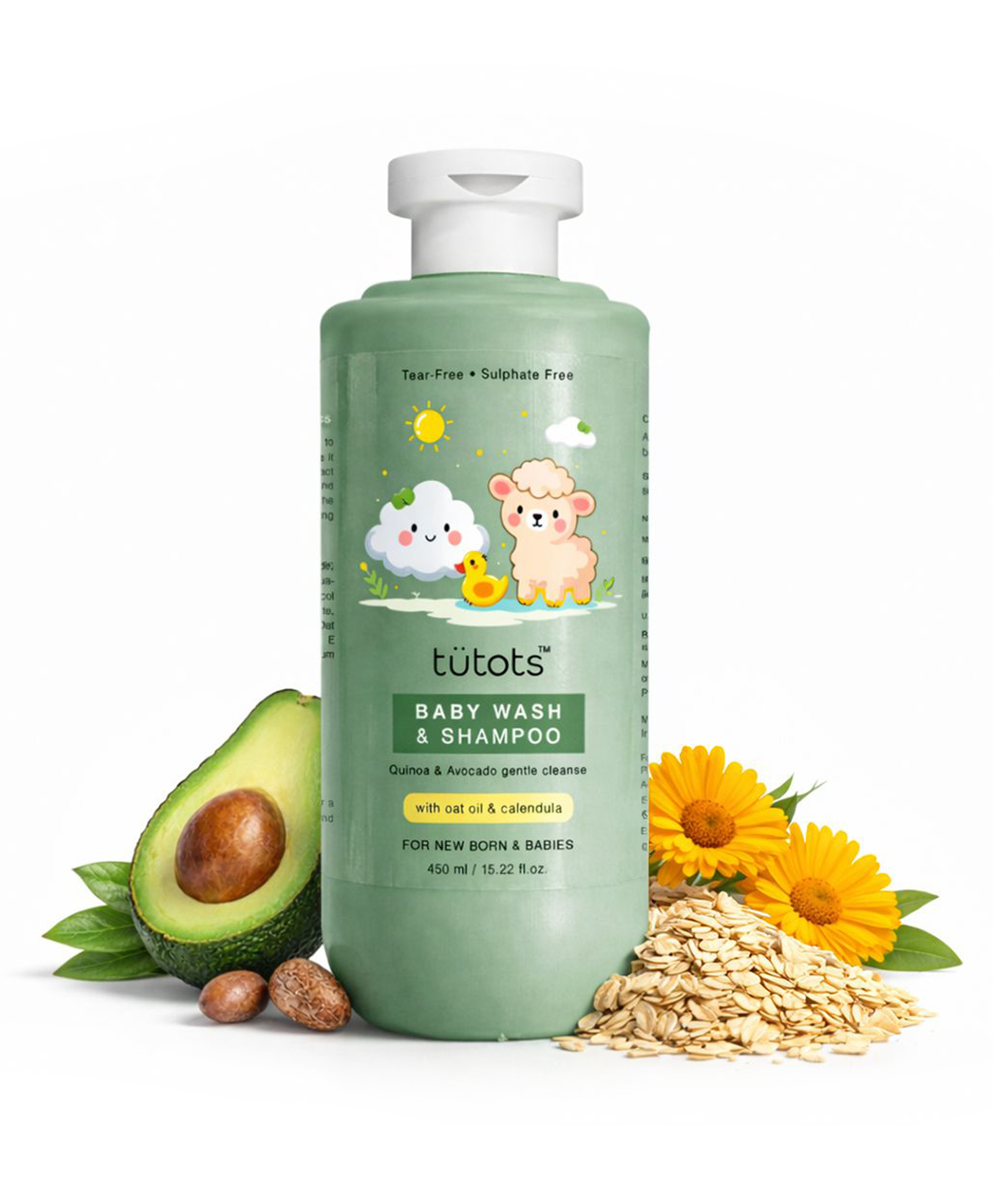tutots Baby Wash and Shampoo with Quinoa & Avocado | 450 ml | Gentle Cleansing-picture-21