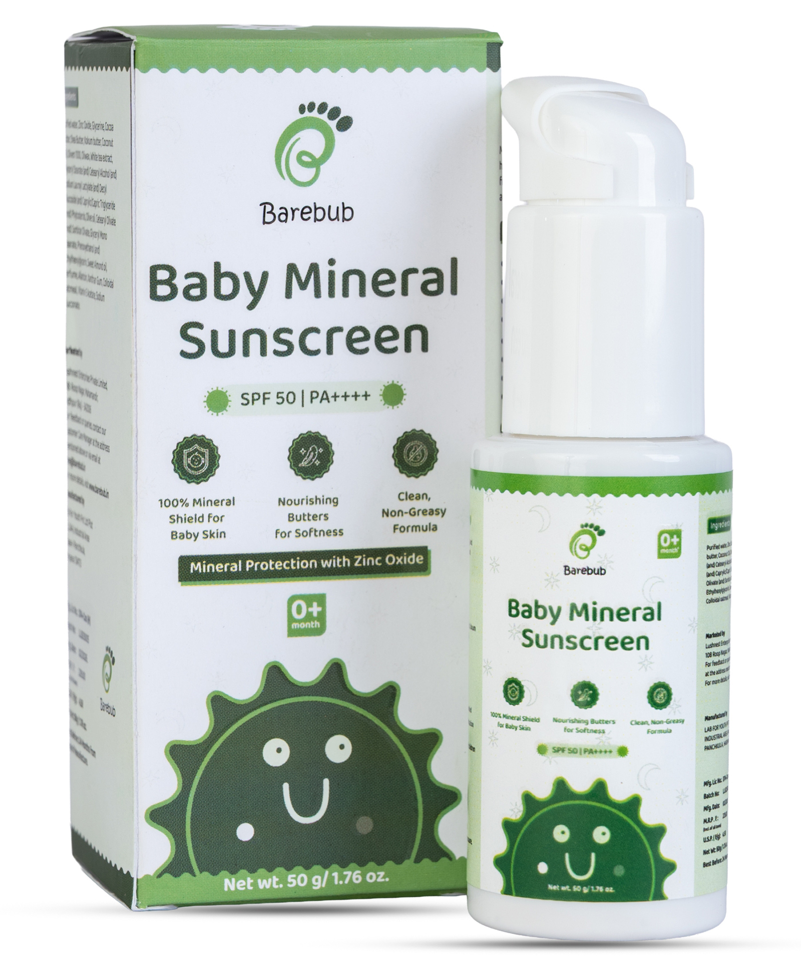 Barebub Baby Mineral Sunscreen SPF 50 PA++++ with Zinc Oxide | 100% Mineral Shield | Non-Greasy Formula | 50 g-image-19