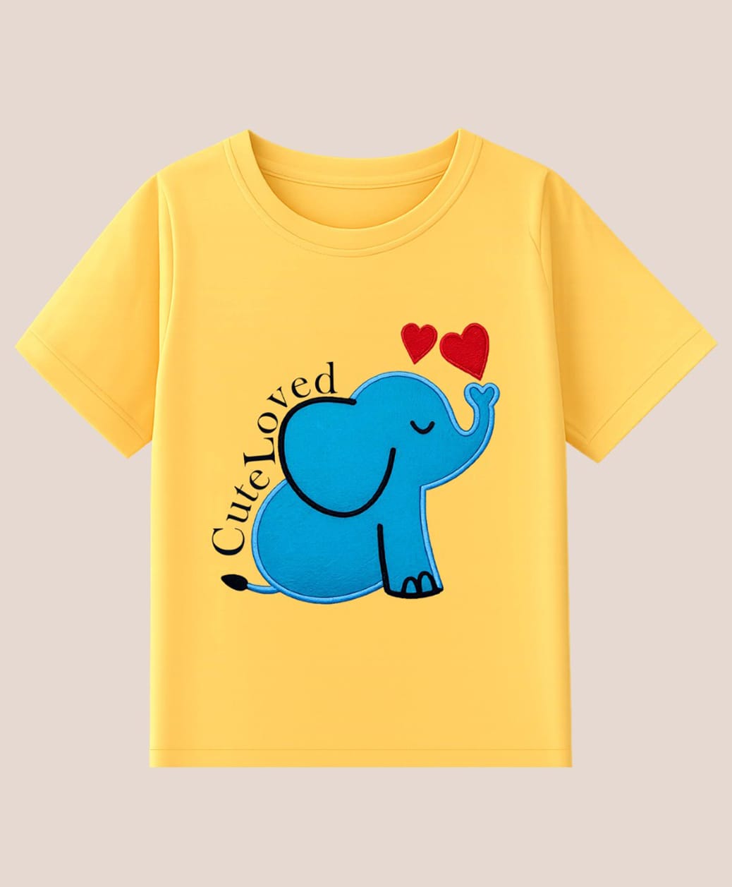 BLUSHES Cotton Knit Half Sleeves Elephant Embroidered Tee - Yellow-picture-26