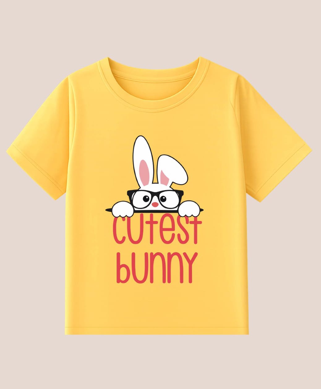BLUSHES Cotton Knit Half Sleeves Bunny In Glasses Printed Tee - Yellow-picture-49