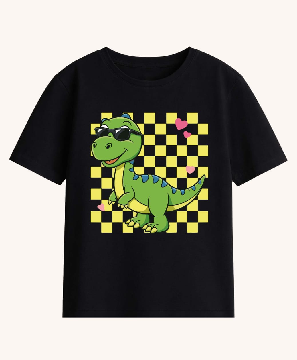 BLUSHES Cotton Knit Half Sleeves Cool Tyrannosaurus Rex Printed Tee - Black-image-30
