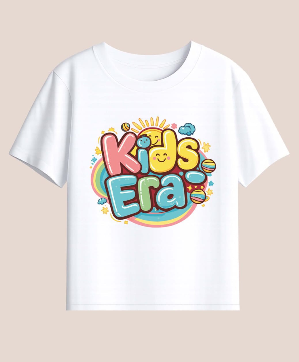 BLUSHES Cotton Knit Half Sleeves Kids Era Text Printed Tee - White-image-27