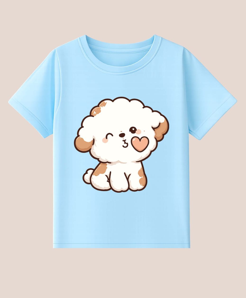 BLUSHES Cotton Knit Half Sleeves Cute Puppy Printed Tee - Aqua Blue-image-42