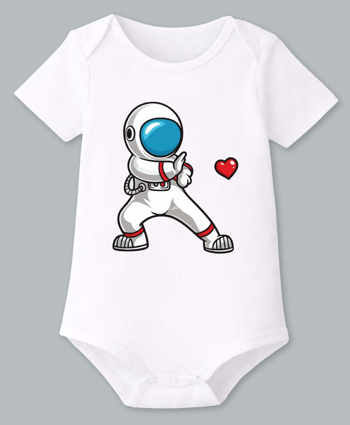 BLUSHES 100% Cotton Knit Half Sleeves Astronaut & Heart Printed Onesie - White-picture-31