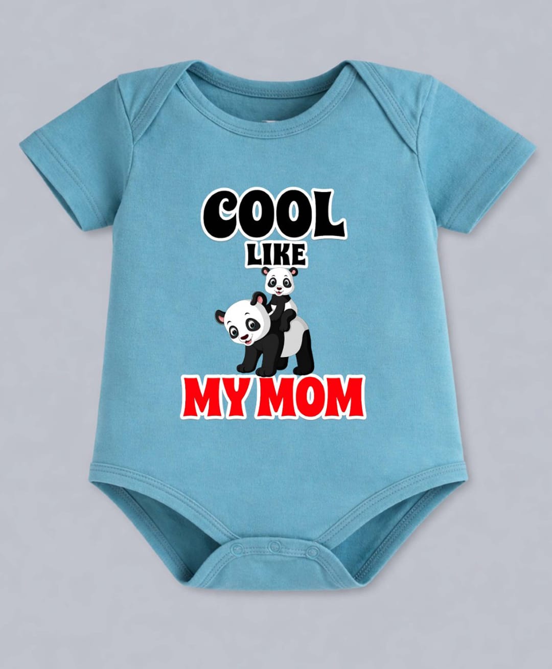 BLUSHES 100% Cotton Knit Half Sleeves Cool Like My Mom Text Printed Onesie - Turquoise-picture-3