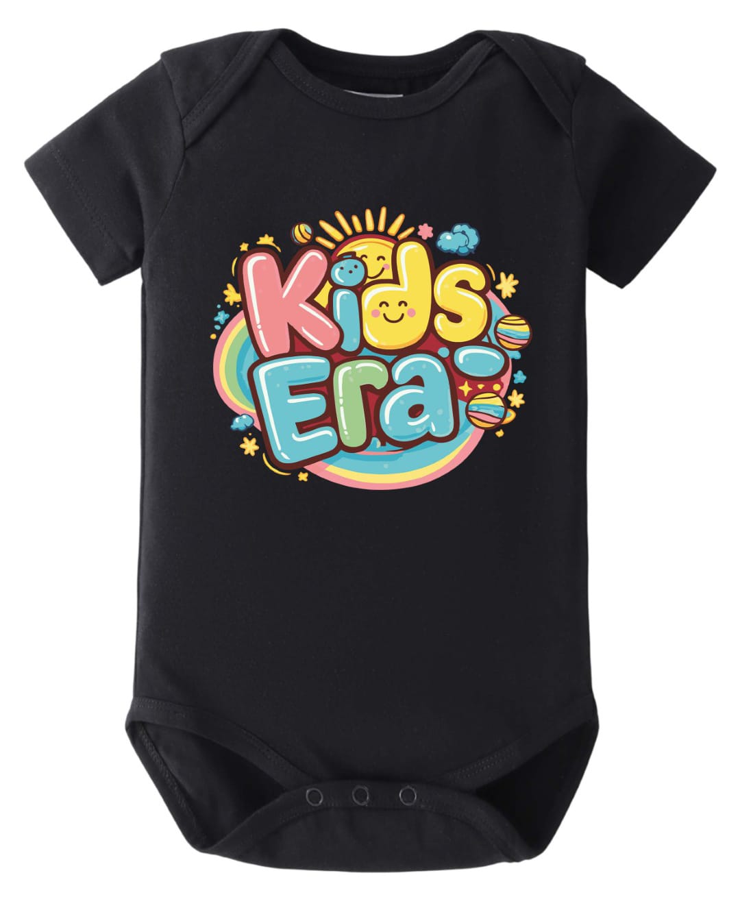 BLUSHES 100% Cotton Knit Half Sleeves Kids Era Text Printed Onesie - Black-picture-0