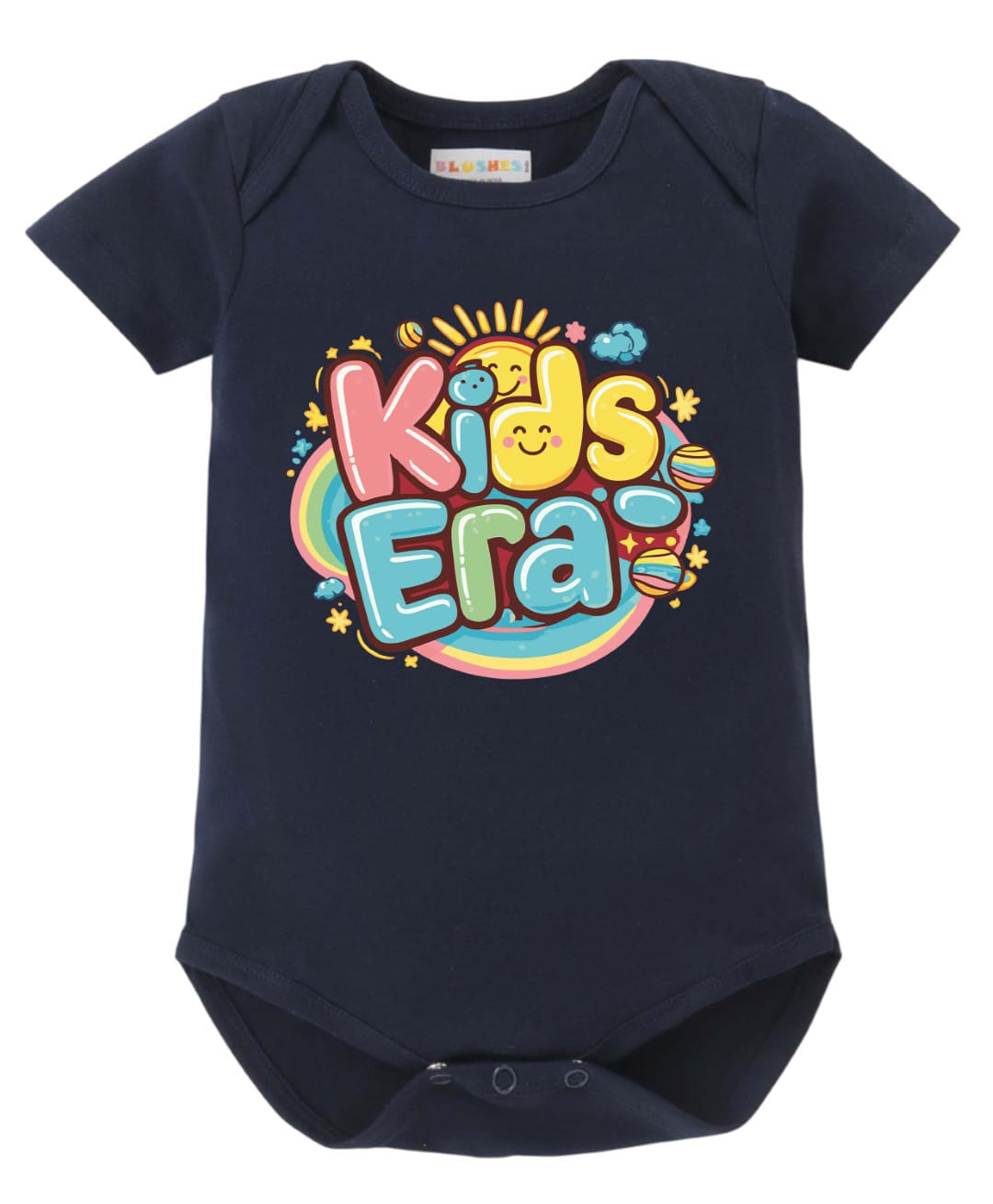 BLUSHES 100% Cotton Knit Half Sleeves Kids Era Text Printed Onesie - Navy Blue-image-25