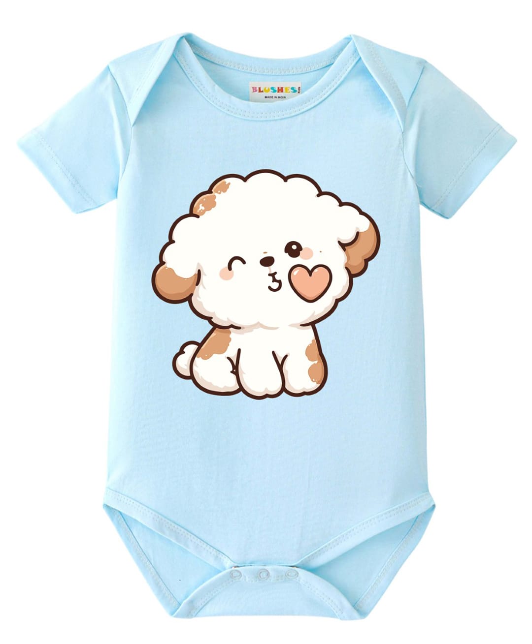 BLUSHES 100% Cotton Knit Half Sleeves Puppy Printed Onesie - Aqua Blue-picture-24