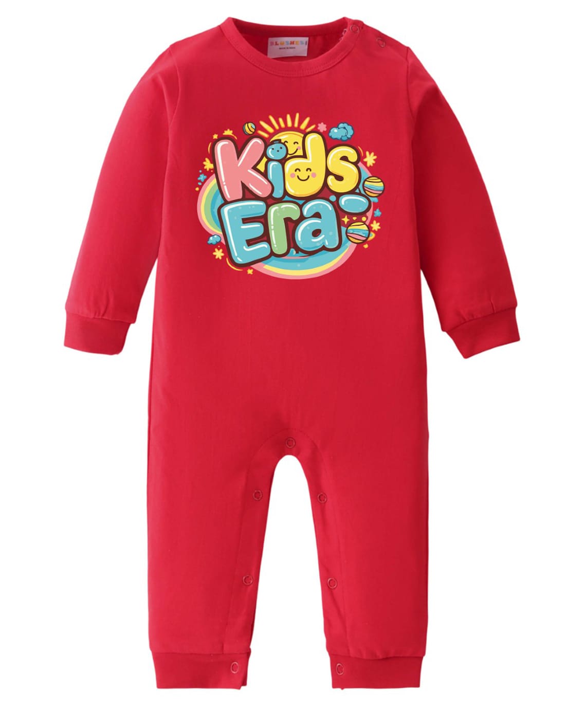 BLUSHES 100% Cotton Knit Half Sleeves Kids Era Text Printed Romper - Red-picture-18