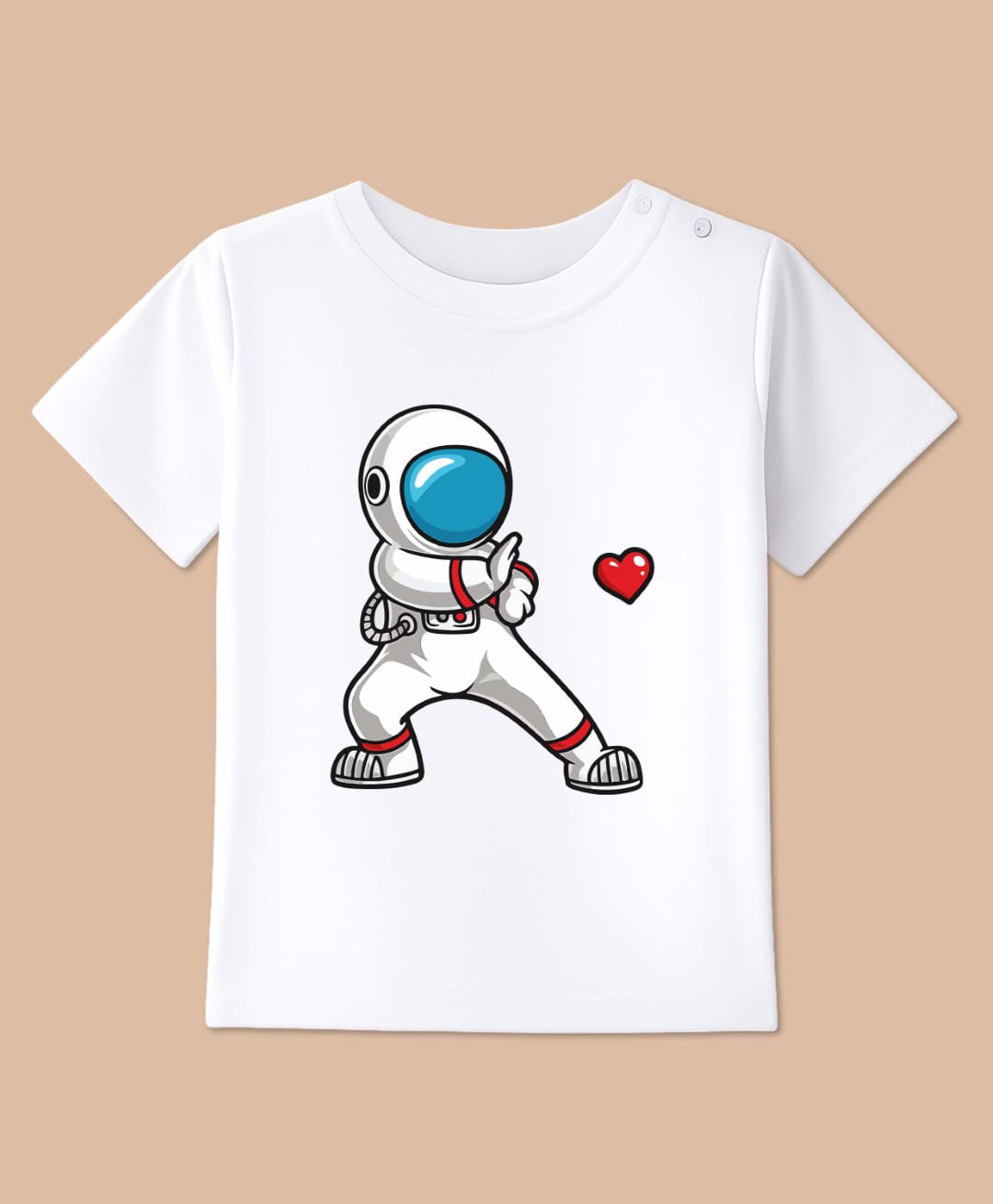 BLUSHES Cotton Knit Half Sleeves Space Love Theme Printed Tee - White-picture-44