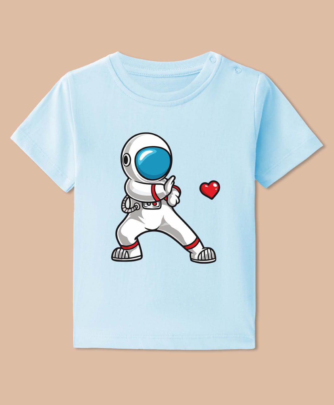 BLUSHES Cotton Knit Half Sleeves Space Love Theme Printed Tee - Light Blue-picture-34