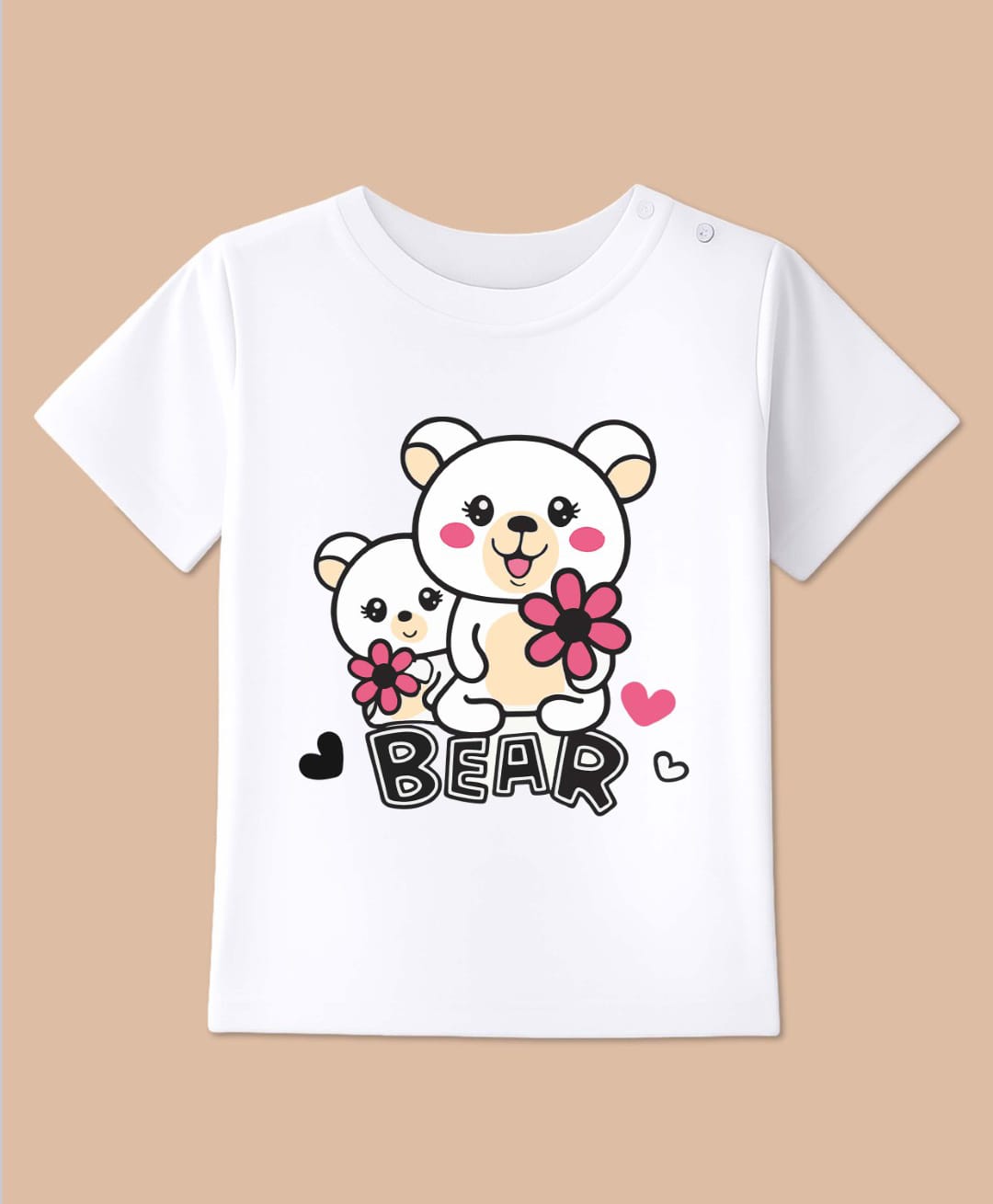 BLUSHES Cotton Knit Half Sleeves Bears Printed Tee - White-picture-45