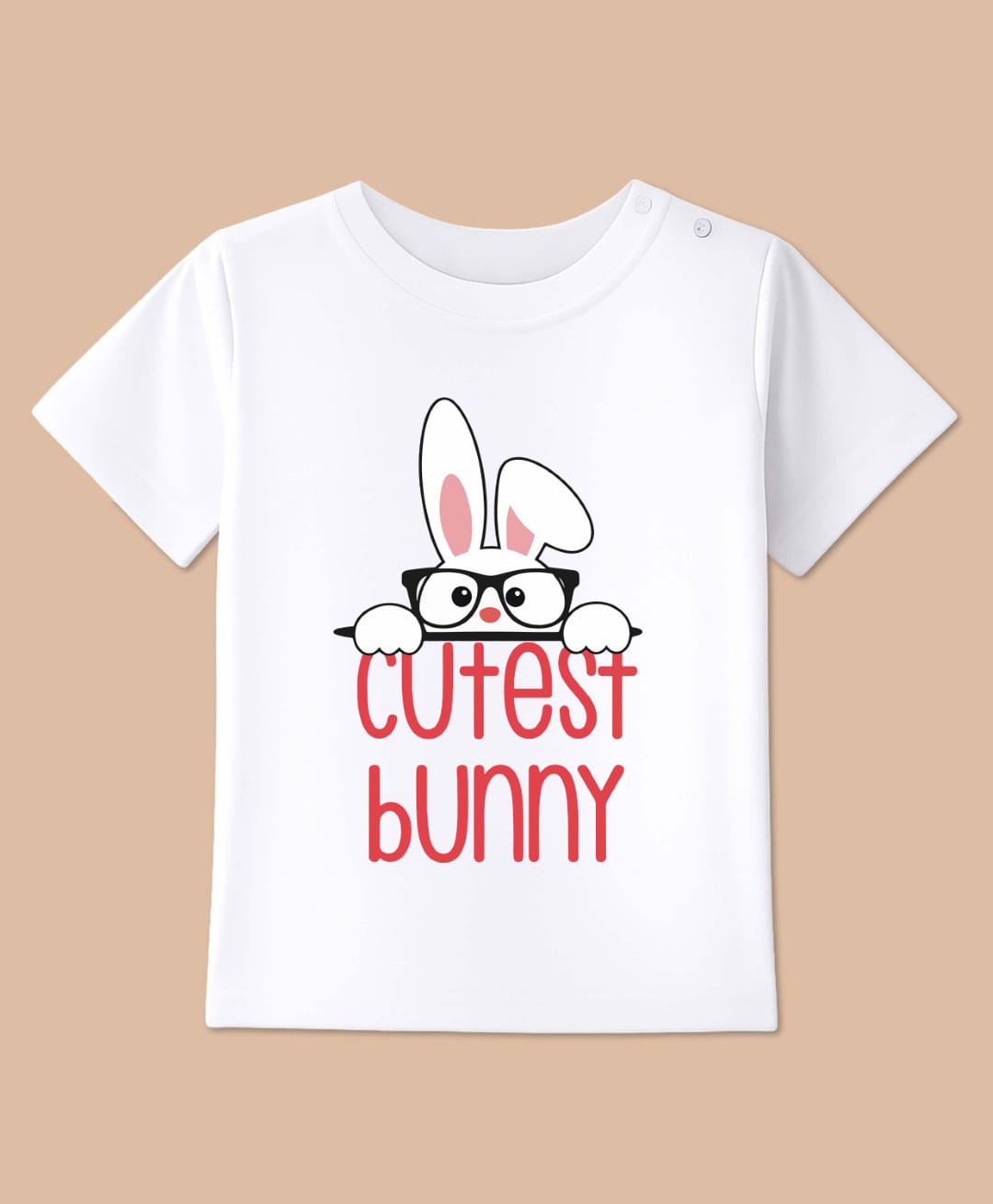 BLUSHES Cotton Knit Half Sleeves Bunny Printed Tee - White-picture-33