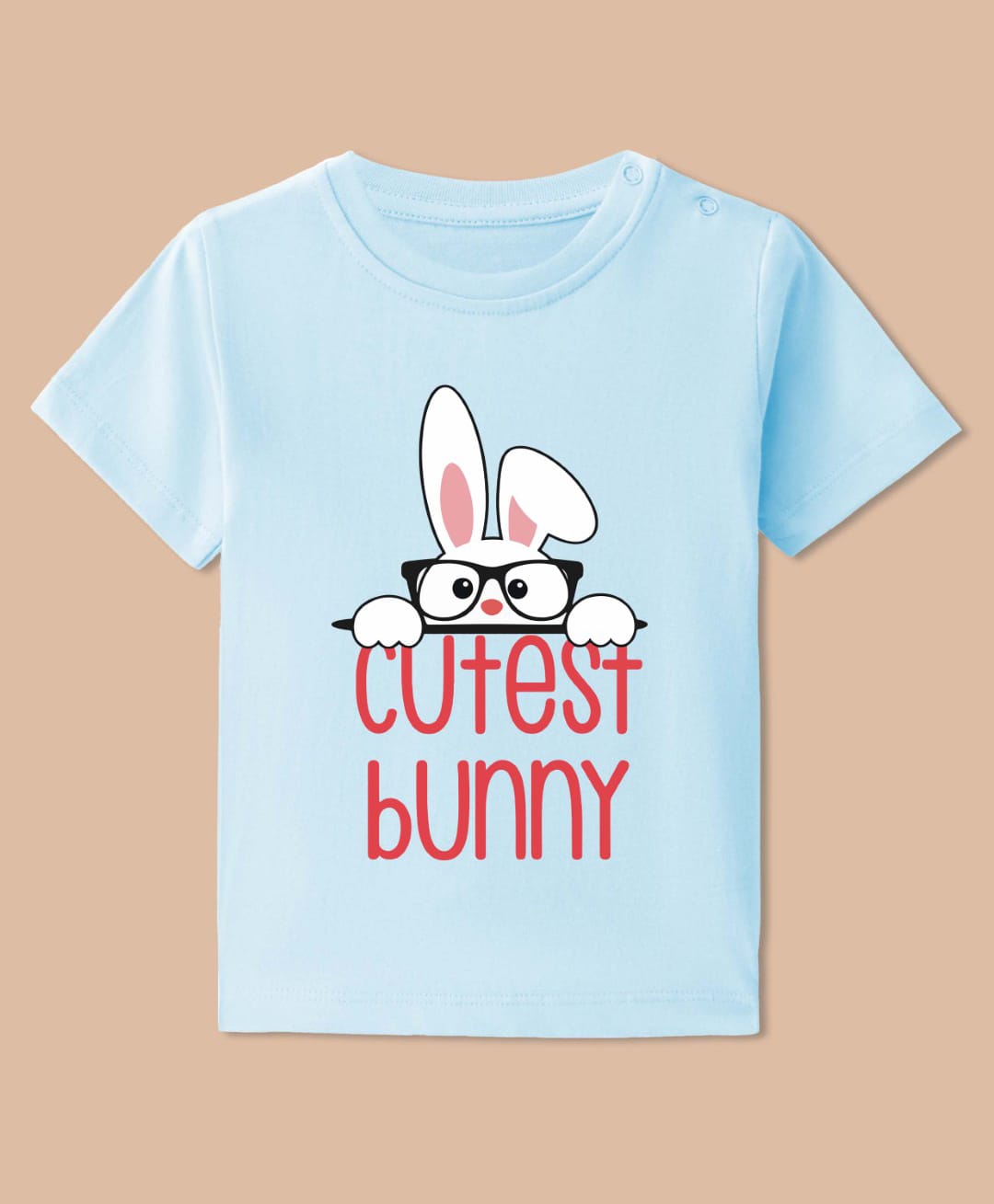 BLUSHES Cotton Knit Half Sleeves Bunny Printed Tee - Aqua Blue-picture-23