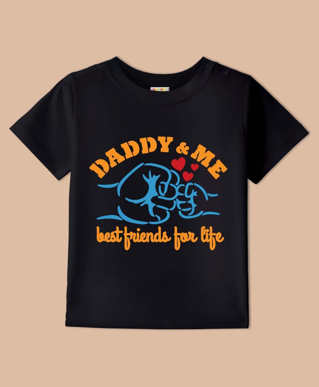 BLUSHES Cotton Knit Half Sleeves Daddy & Me Text Printed Tee - Black-picture-22