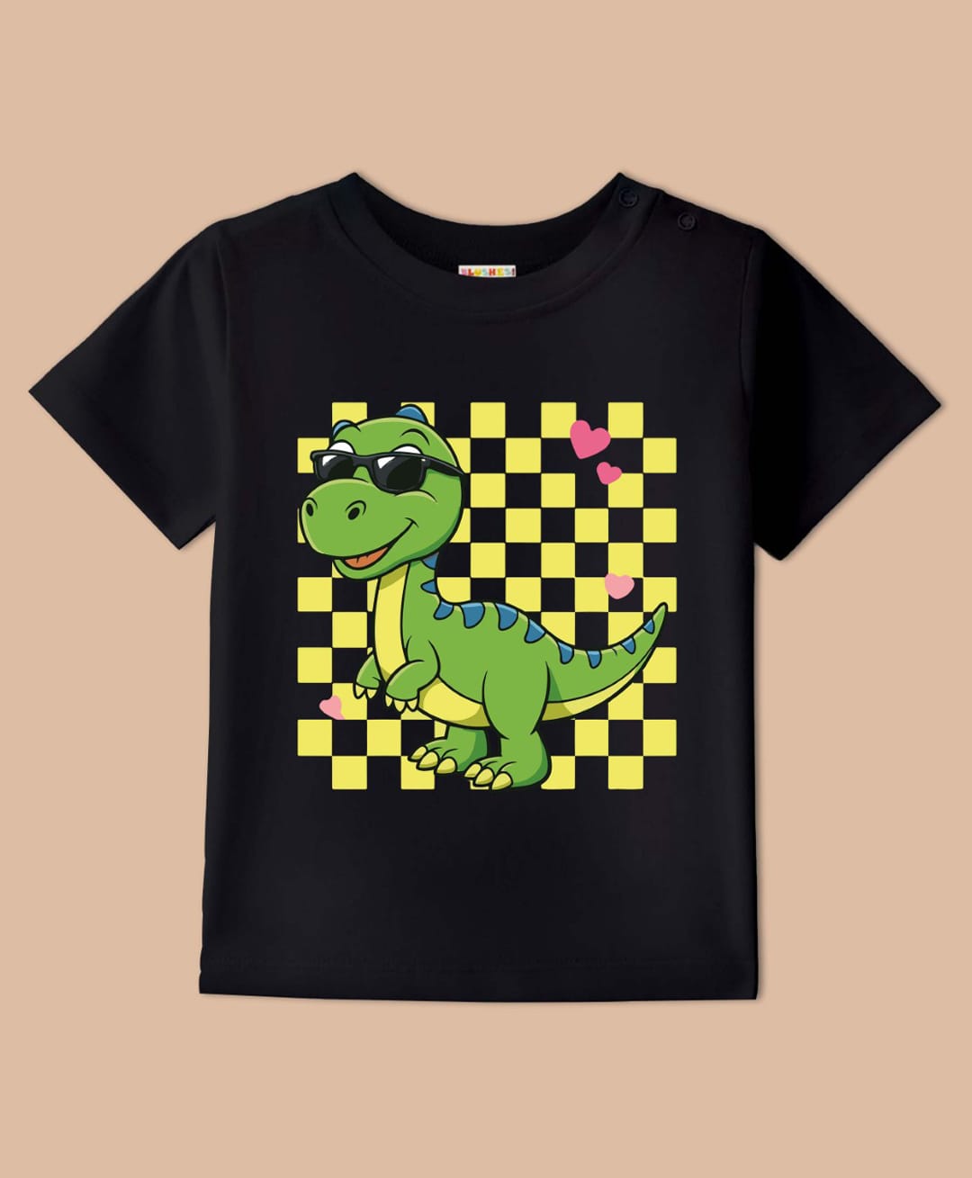 BLUSHES Cotton Knit Half Sleeves Dinosaur Printed Tee - Black-image-19