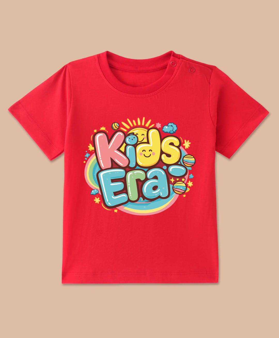 BLUSHES Cotton Knit Half Sleeves Kids Era Text Printed Tee - Red-picture-35