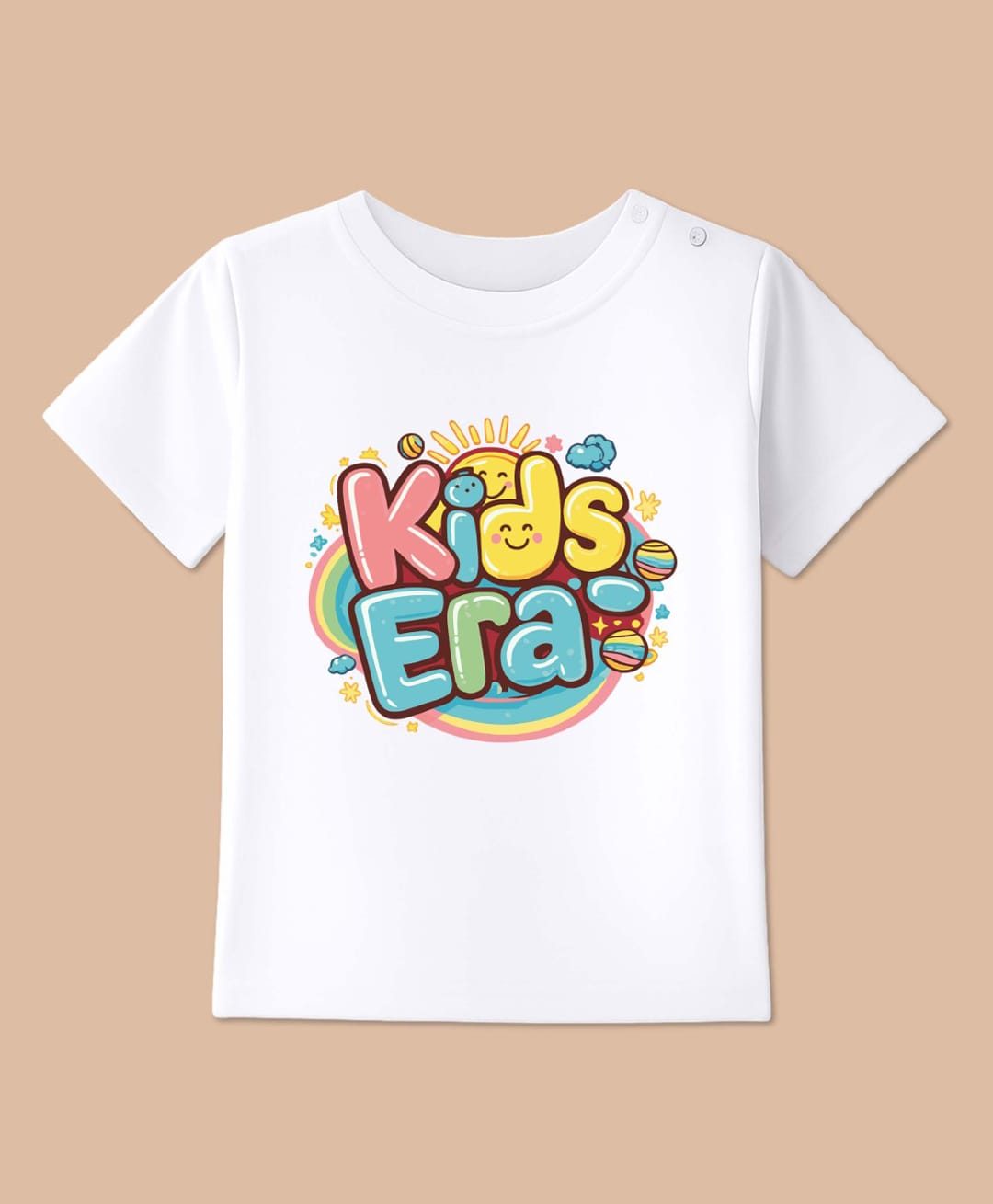 BLUSHES Cotton Knit Half Sleeves Kids Era Text Printed Tee - White-image-26