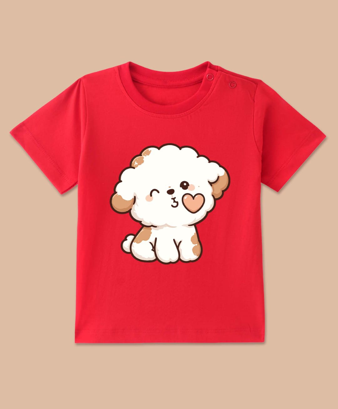 BLUSHES Cotton Knit Half Sleeves Puppy Printed Tee - Red-image-10