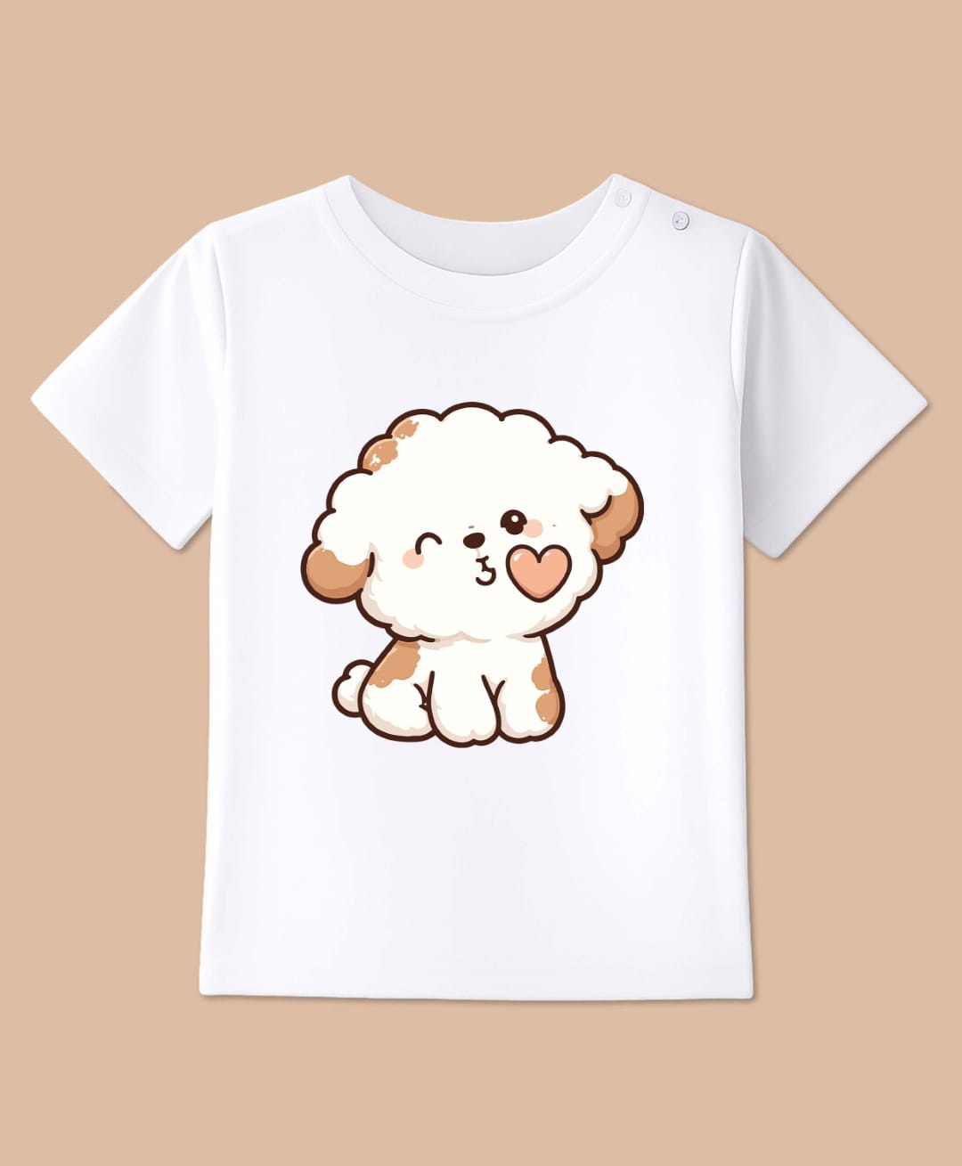 BLUSHES Cotton Knit Half Sleeves Puppy Printed Tee - White-image-13