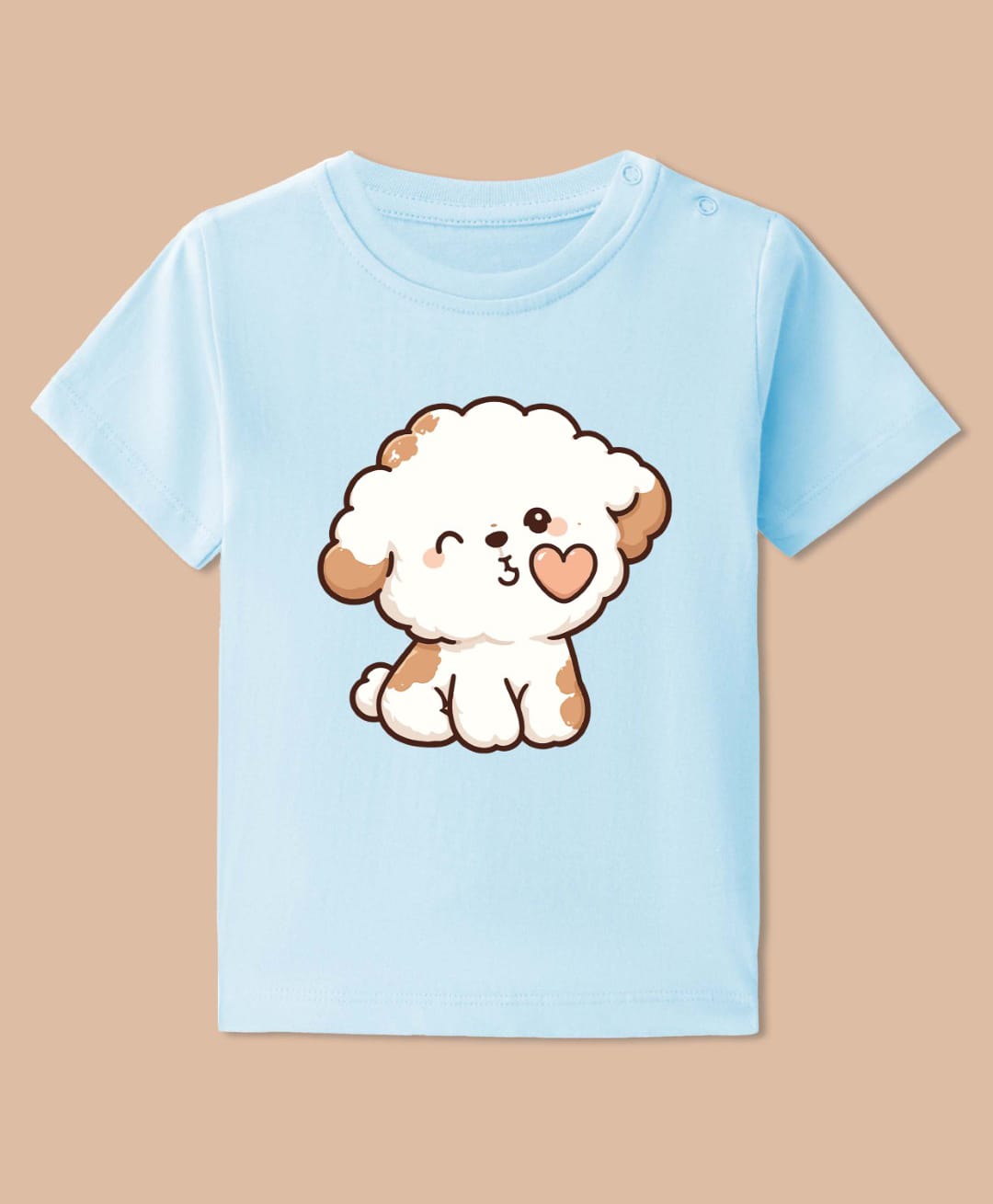 BLUSHES Cotton Knit Half Sleeves Puppy Printed Tee - Aqua Blue-picture-16