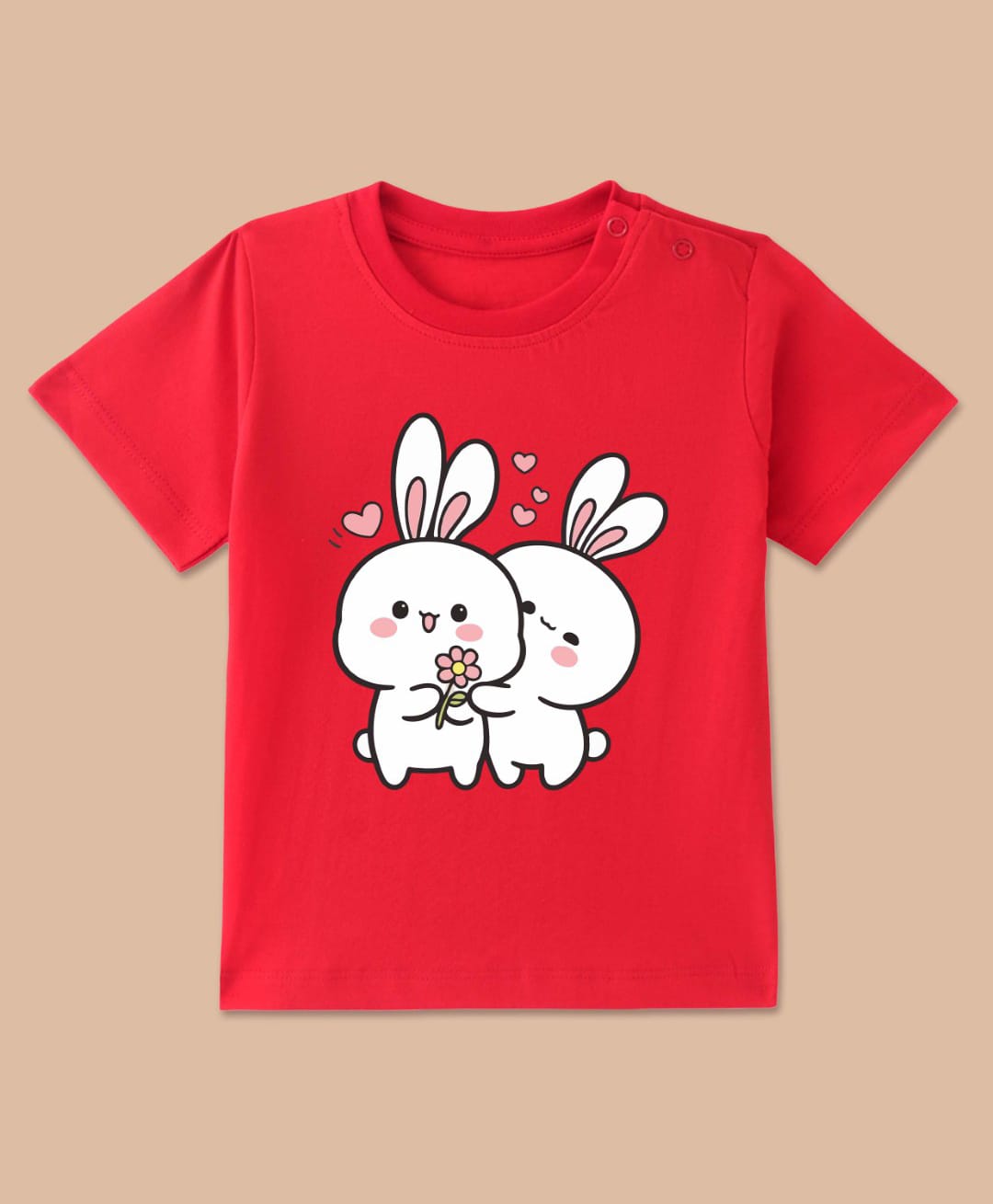 BLUSHES Cotton Knit Half Sleeves Bunnies Printed Tee - Red-picture-8