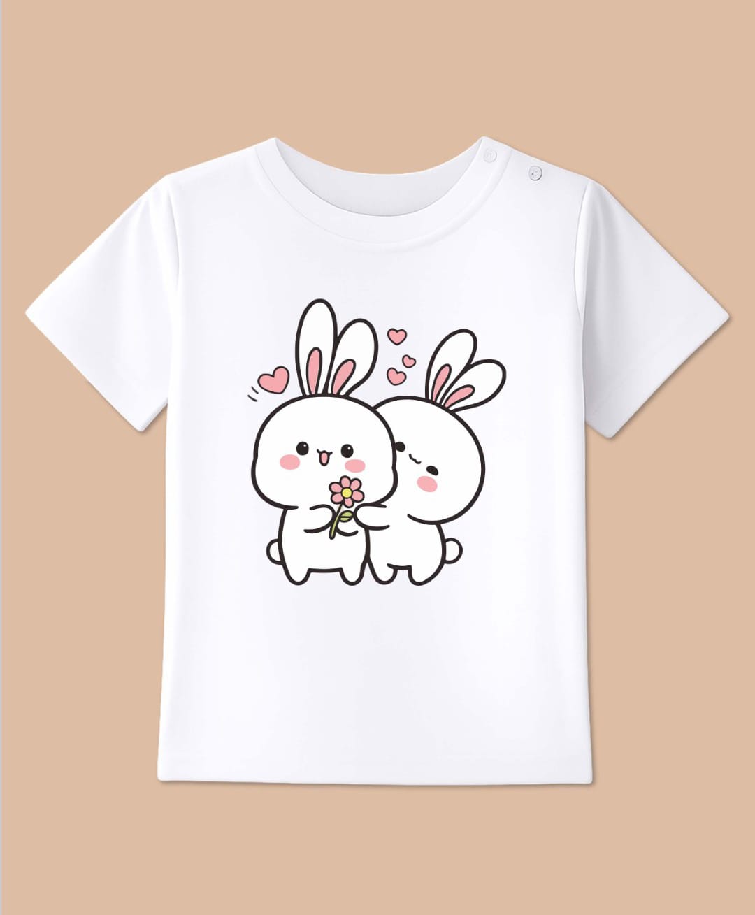 BLUSHES Cotton Knit Half Sleeves Bunnies Printed Tee - White-picture-11