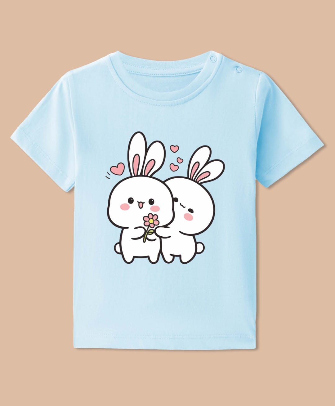 BLUSHES Cotton Knit Half Sleeves Bunnies Printed Tee - Aqua Blue-picture-31