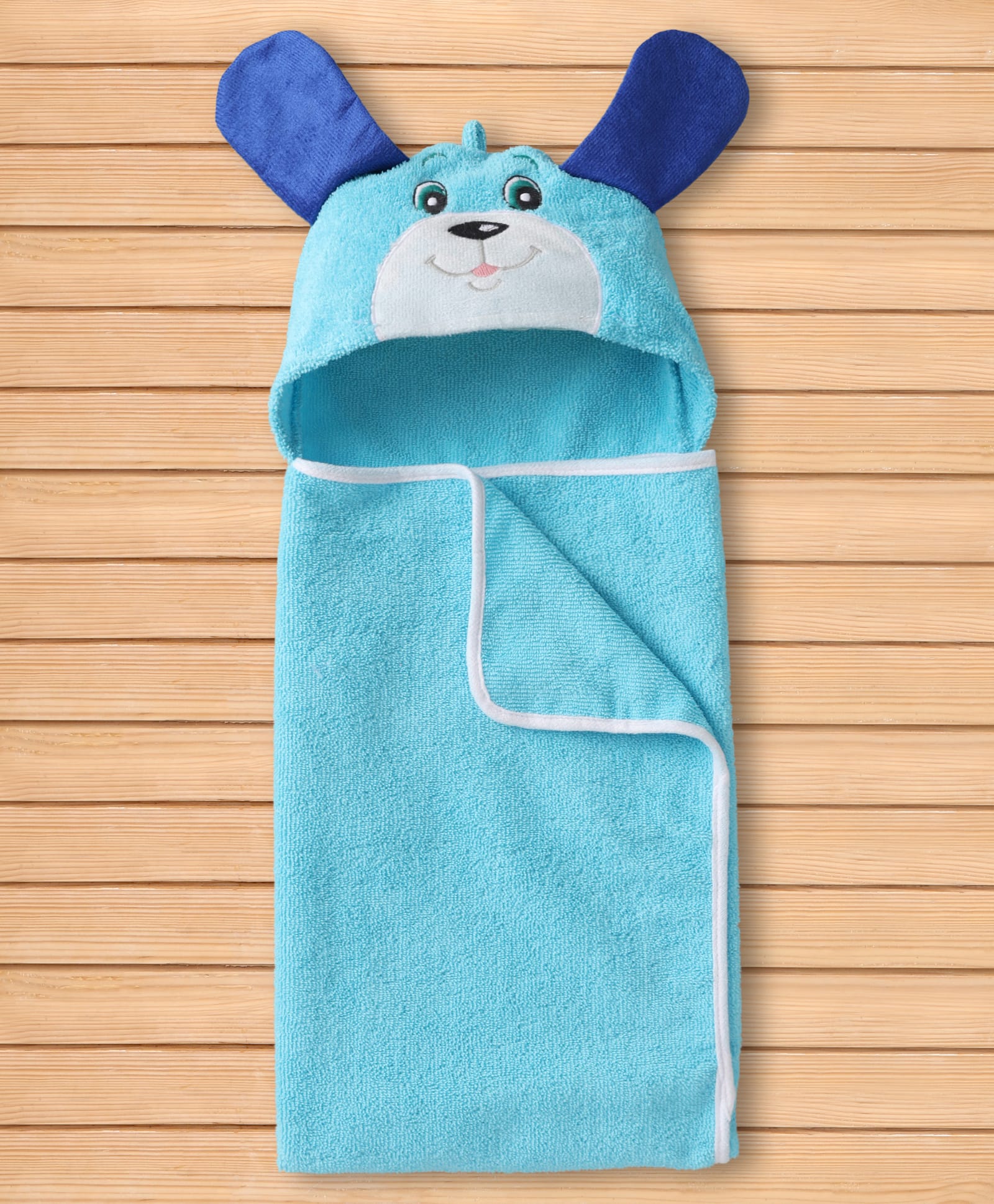 Babyhug Terry Knit Animal Printed Towel & Wrappers - Blue-image-1