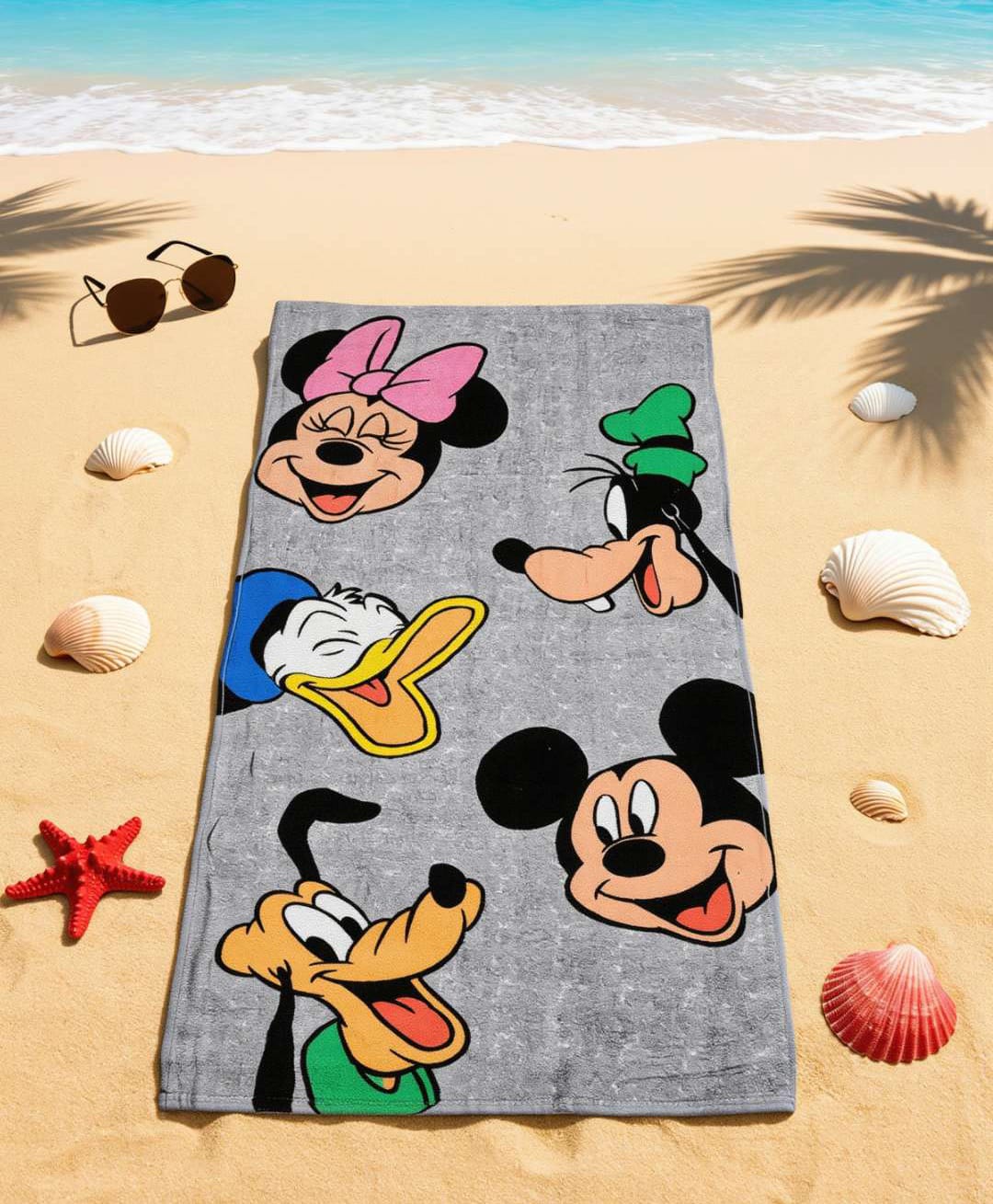 Yellow Bee Cotton Woven Mickey & Friends Featuring Characters Designed Towel - Grey-picture-37