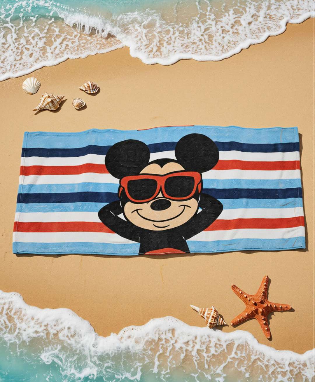 Yellow Bee Cotton Woven Disney Featuring Mickey Mouse Designed Towel - Blue-picture-6