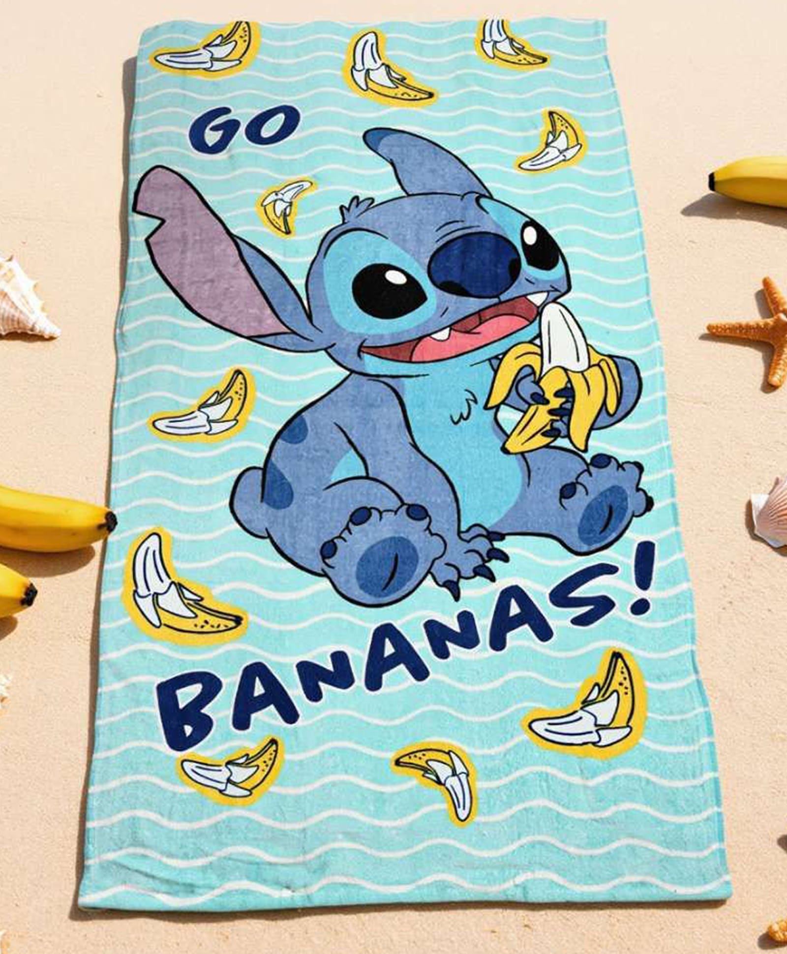Yellow Bee Cotton Woven Disney Featuring Stitch Designed Towel - Aqua Blue-picture-49
