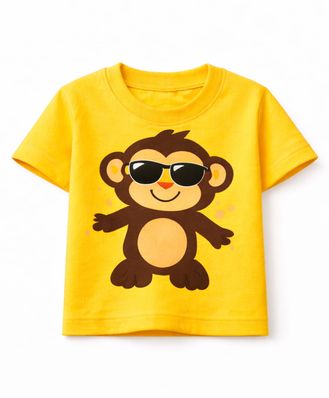 MIMISKU Cotton Blend Knit Half Sleeves Monkey Printed Tee - Yellow-picture-20