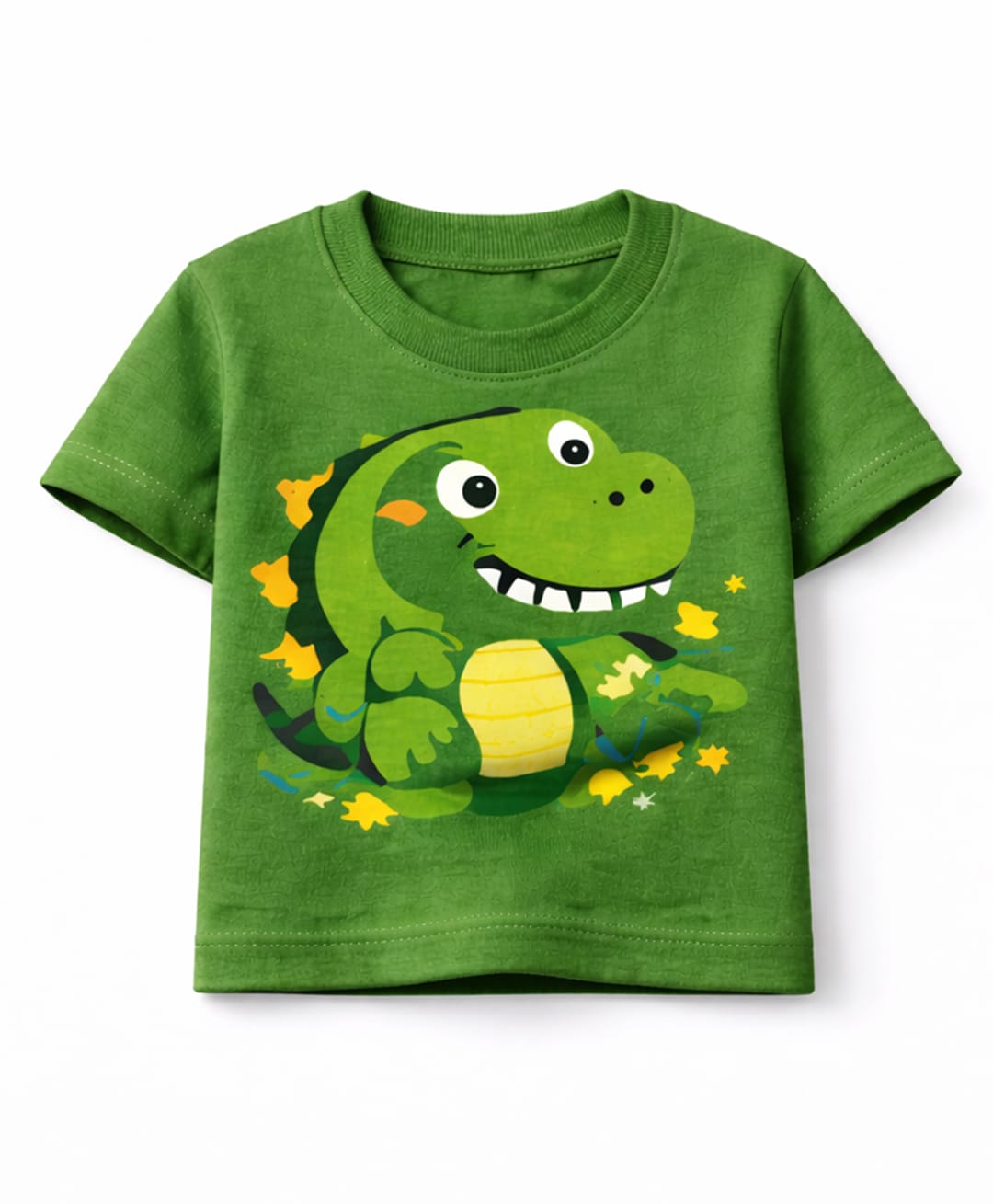 MIMISKU Cotton Blend Knit Half Sleeves Dinosaur Printed Tee - Green-picture-14