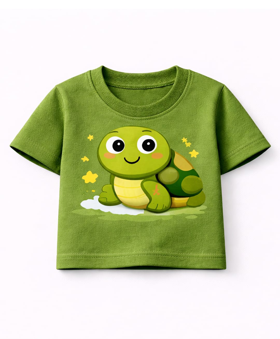MIMISKU Cotton Blend Knit Half Sleeves Turtle Printed Tee - Green-image-17