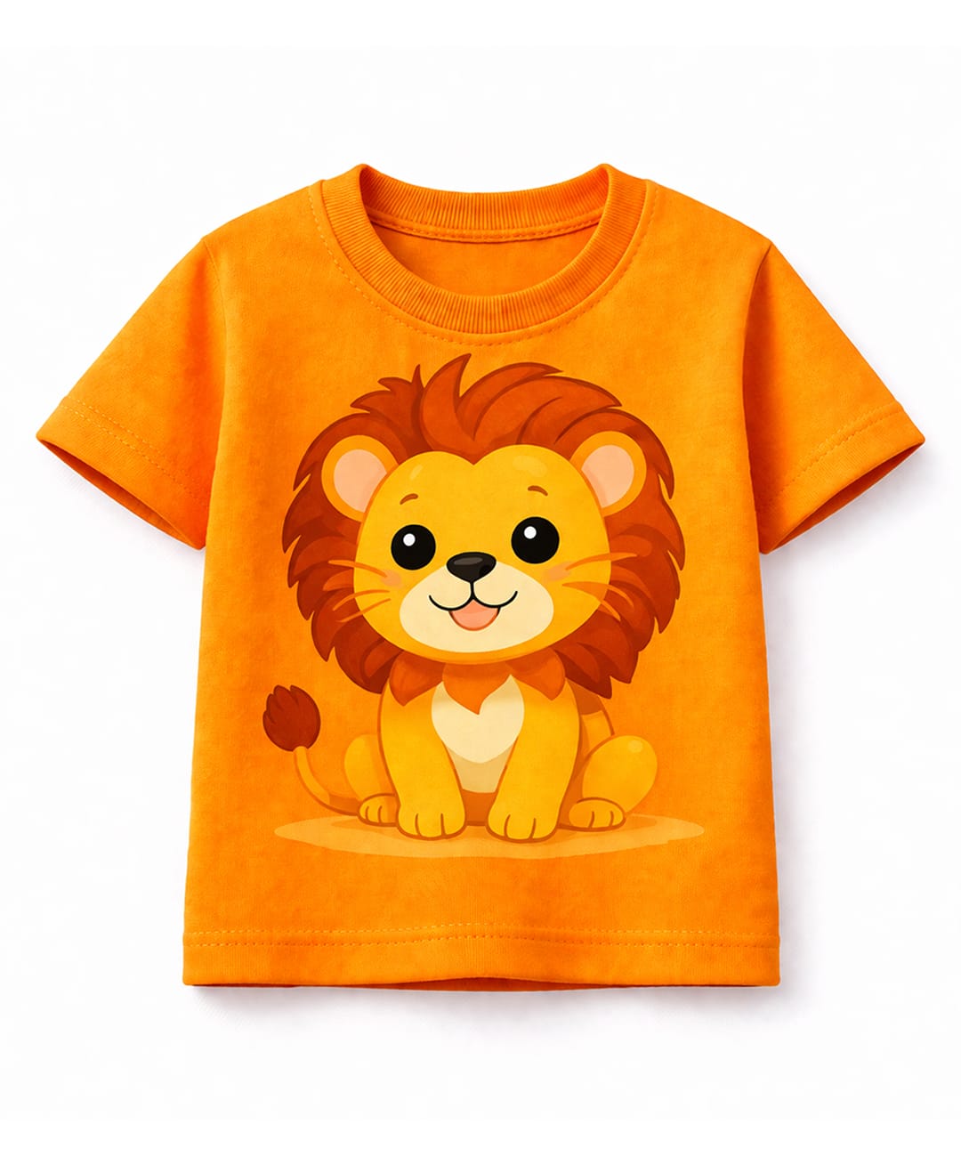 MIMISKU Cotton Blend Knit Half Sleeves Lion Printed Tee - Orange-picture-11