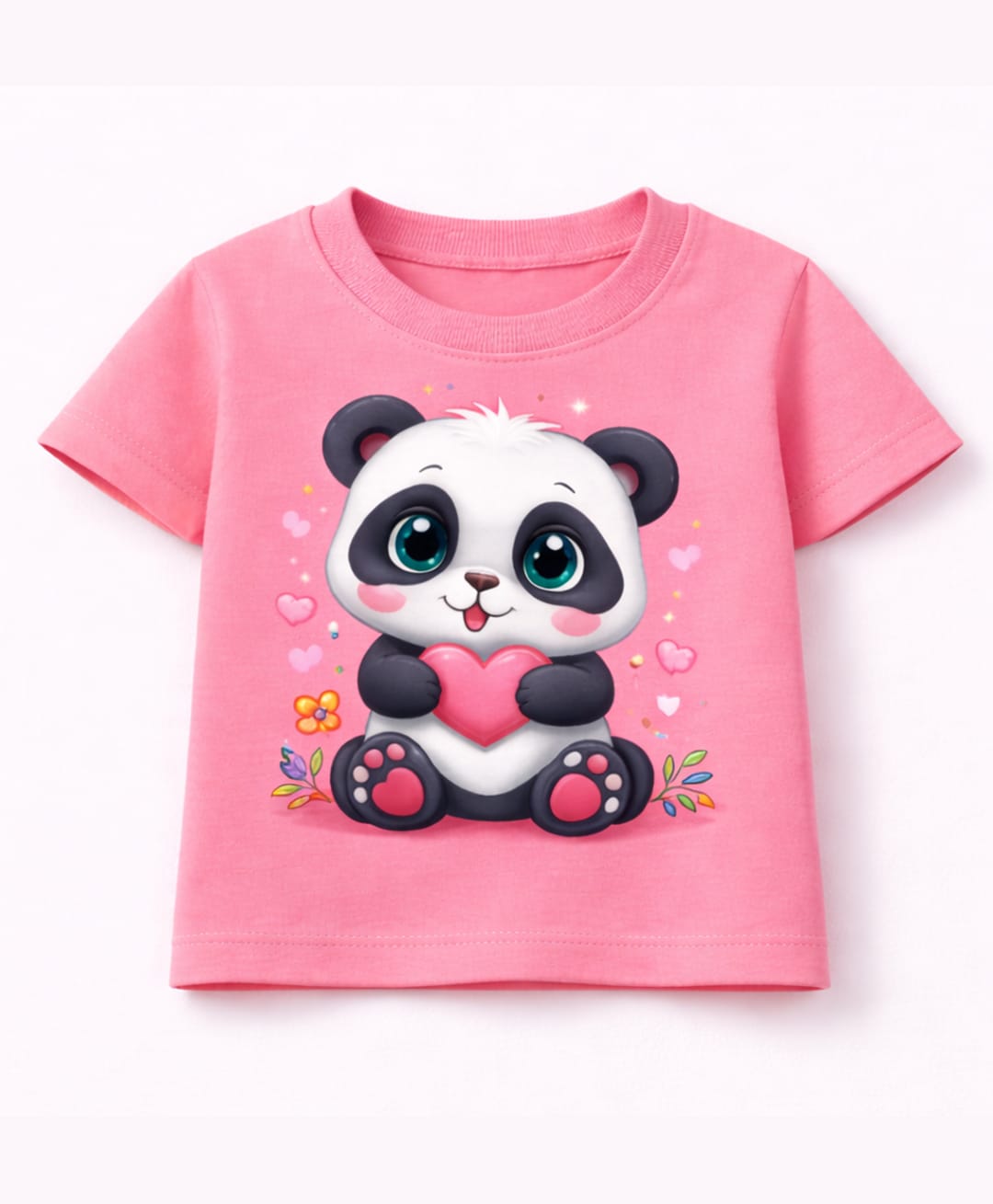 MIMISKU Cotton Blend Knit Half Sleeves Panda Printed Tee - Pink-image-40