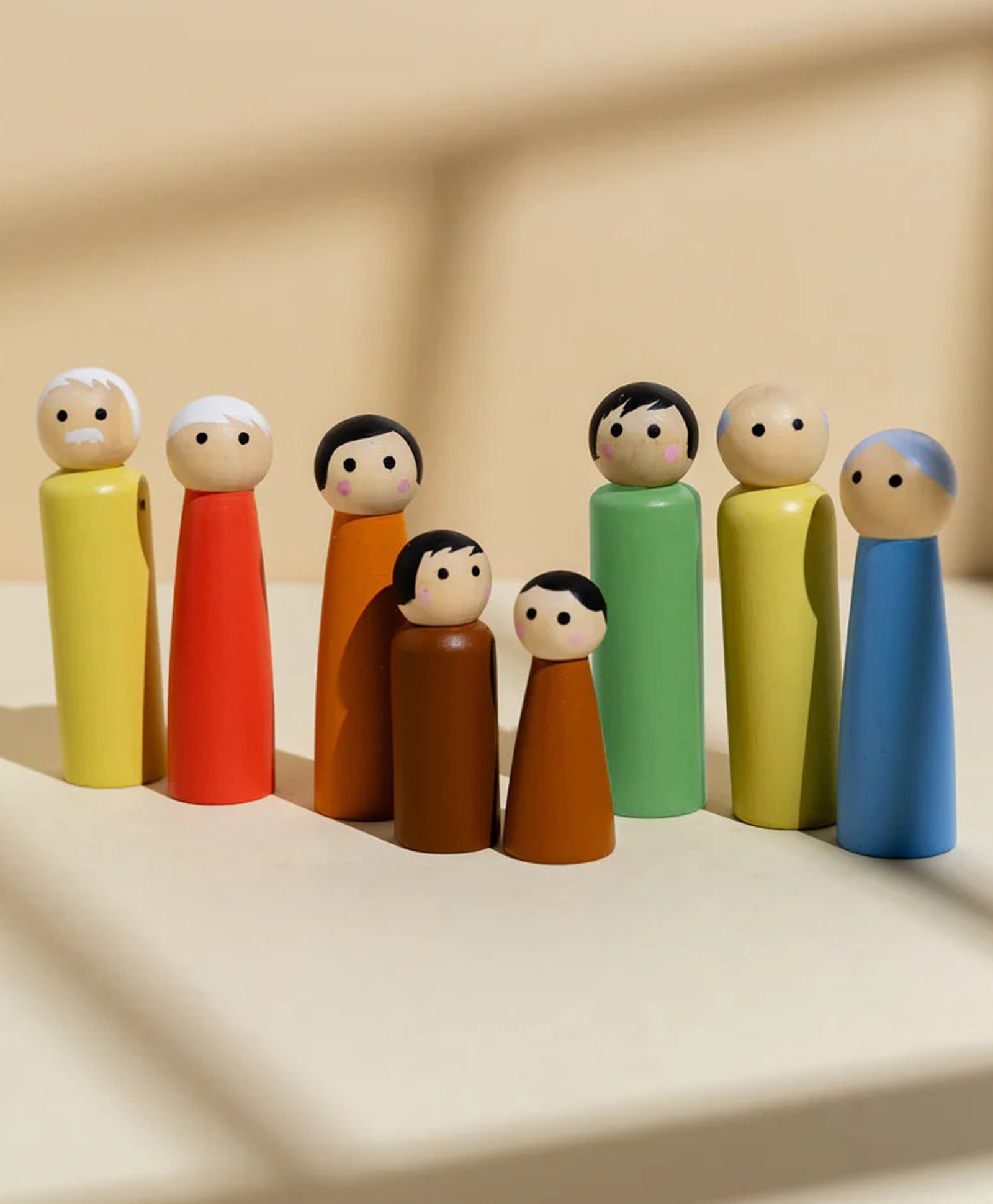 Gubbachhi Kutumba Wooden Peg Dolls - 8 pieces | Indian Family Toy | Handcrafted and Handpainted in India | Ivory Wood | Wooden Toys for Kids | Toy for Gifting | Age (1 year+)-picture-13