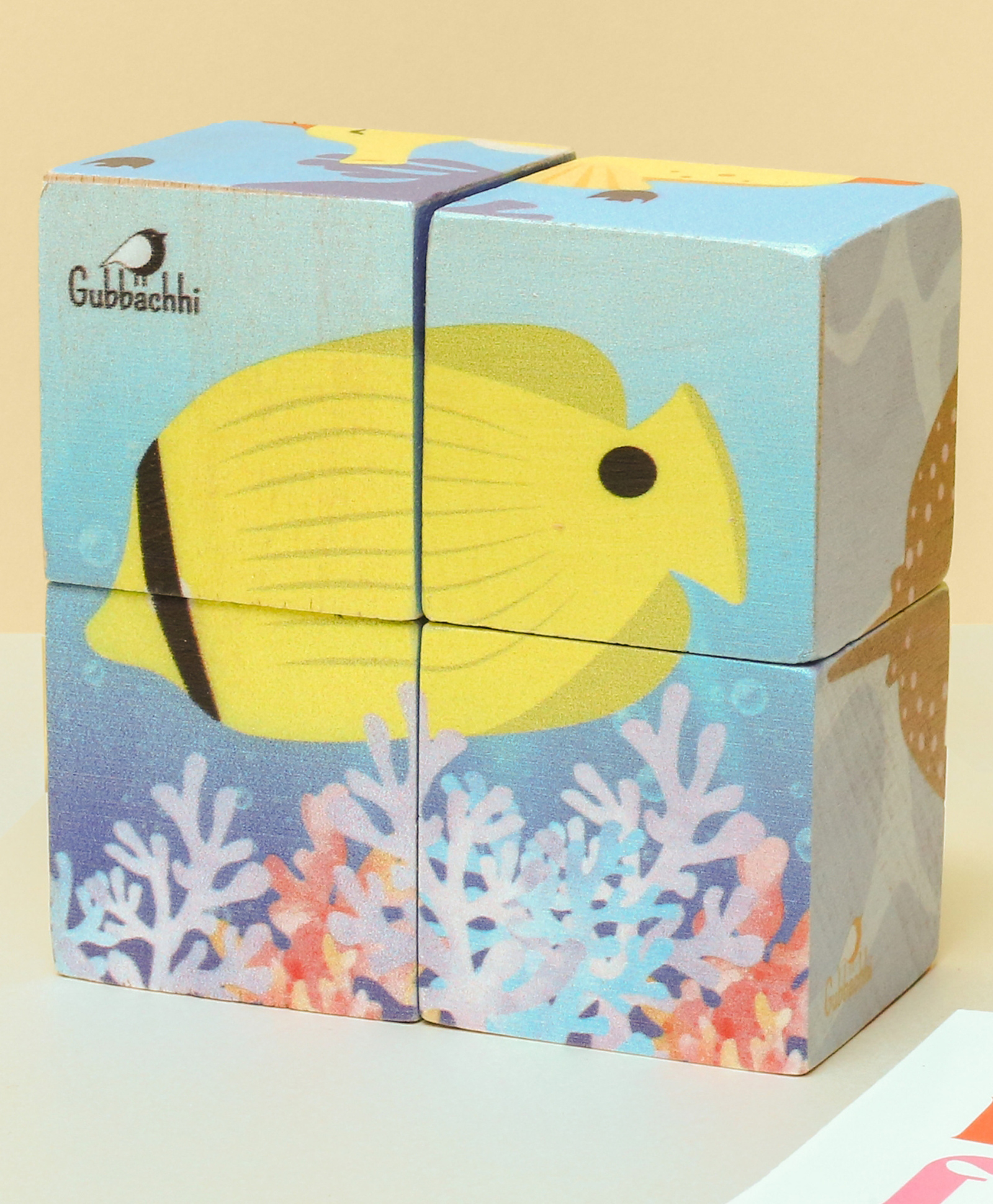 GUBBACHHI Wooden Sea Puzzle for Toddlers 2 Years+ | 6 in 1 Ocean Animal Block Puzzle with 4 Wooden Blocks | Montessori Educational Toy | Cognitive Development Toy | Handmade in India | 100% Mango Wood-picture-23