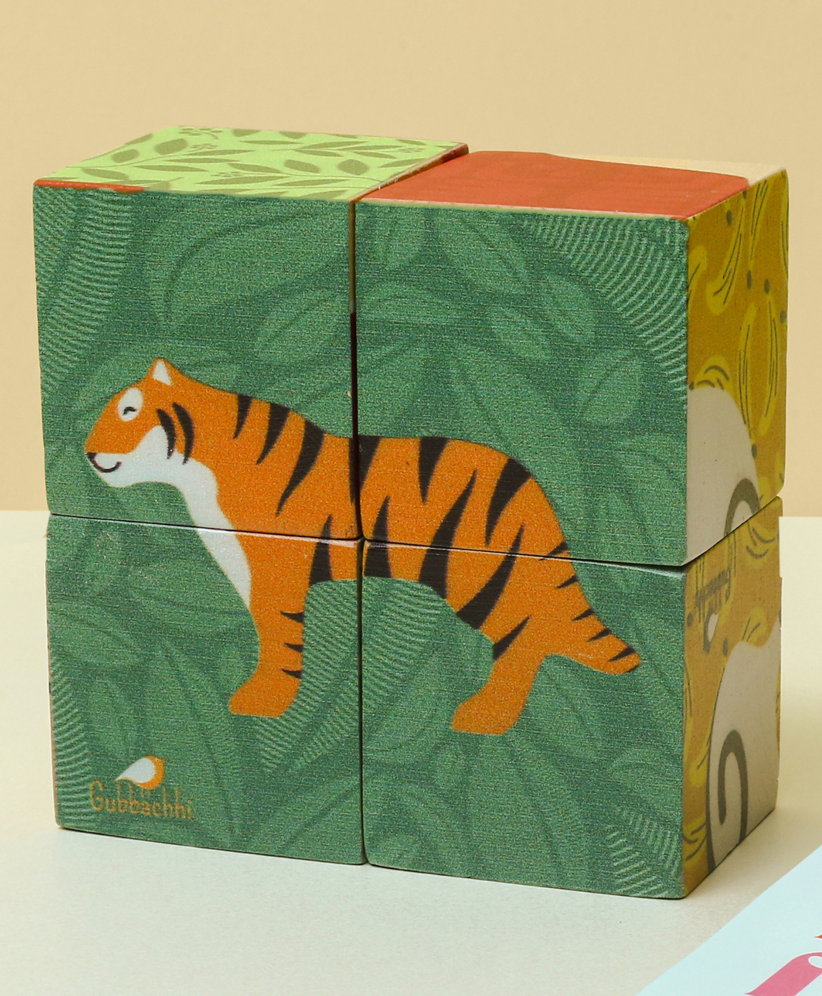 GUBBACHHI Wooden Jungle Puzzle for Toddlers 2 Years+ | 6 in 1 Animal Block Puzzle + 4 Wooden Blocks | Montessori Educational Toy | Cognitive Development Learning Toy | Handmade in India | Mango Wood-picture-24