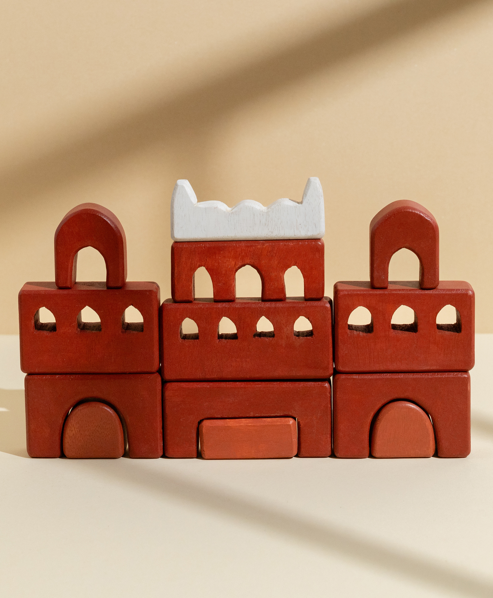 Gubbachhi Red Fort Wooden Stacker Toy | Set of 13 pieces | Inspired by Red Fort Lal Qila | Natural mango wood | Handmade and Handpainted in India | Wooden Toys for Kids | Age 4 year+-picture-15