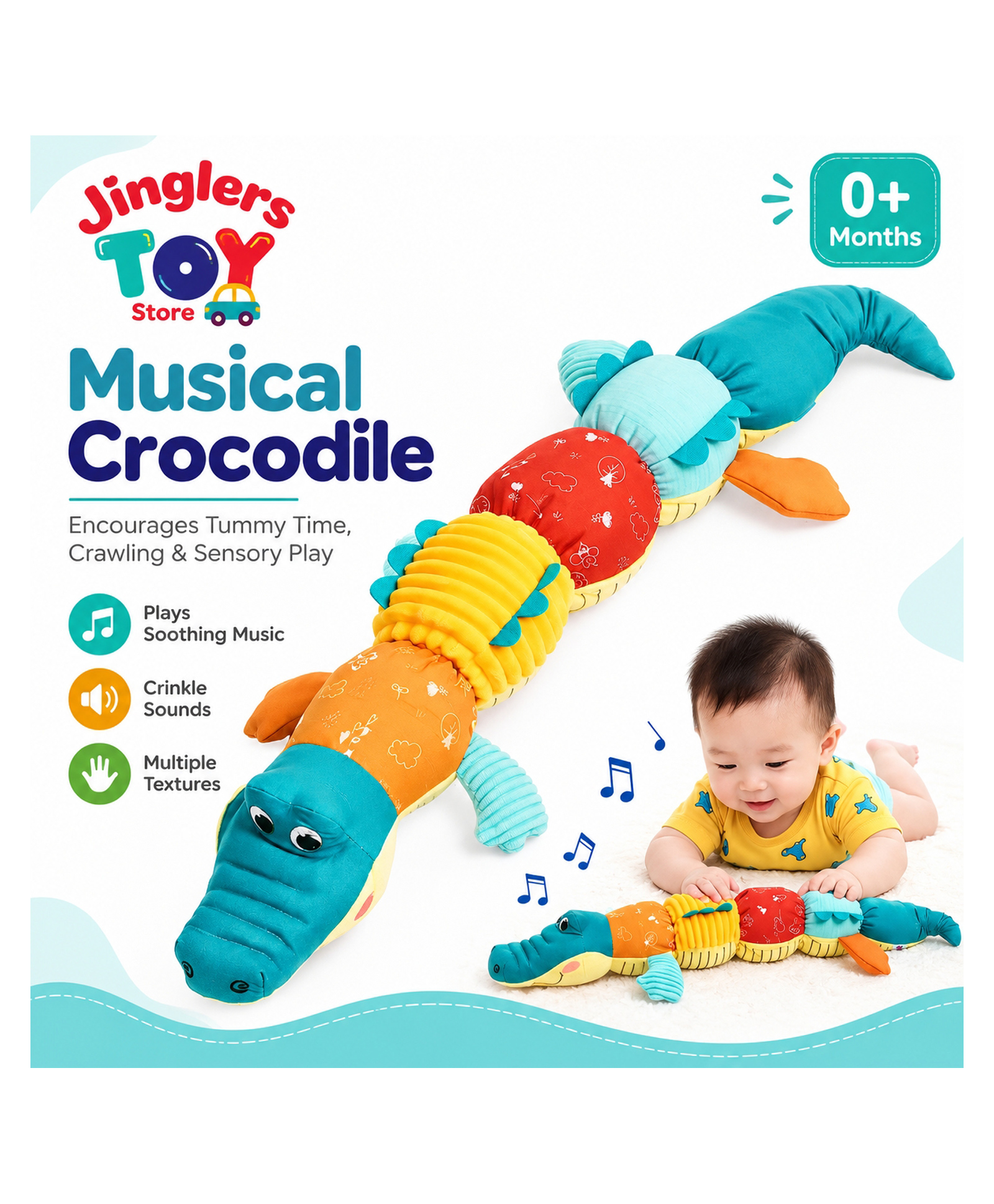 Jinglers All in One Musical Baby Toys for 6 to 12 Months to Stimulate Baby's Senses Fine Motor Skill Development Tummy Time Toys for 6 Month Old Baby Boy, Early Learning Gift for Newborn-Multicolor-image-45