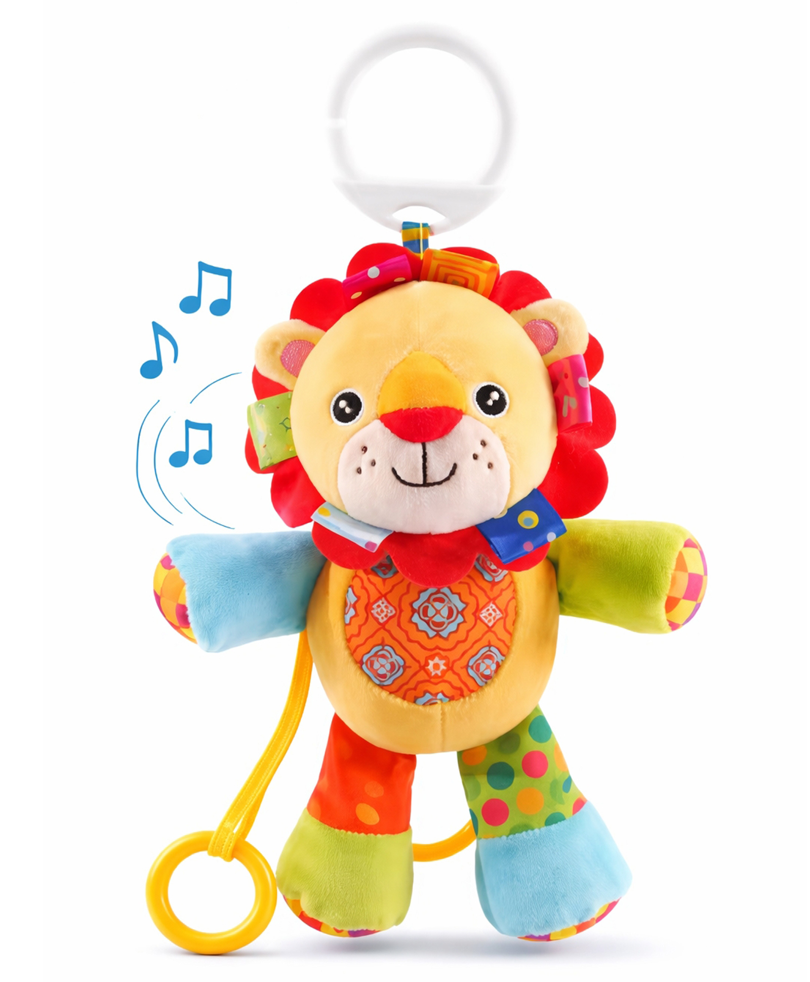 Jinglers 20cm Multi-Feature Musical Hanging Lion Toy for Babies | Soft Plush Crinkle Rattle Teether Sensory Activity Toy | Stroller, Crib & Car Seat Hanging Toy | 0+ Months | Soft fabric-picture-37