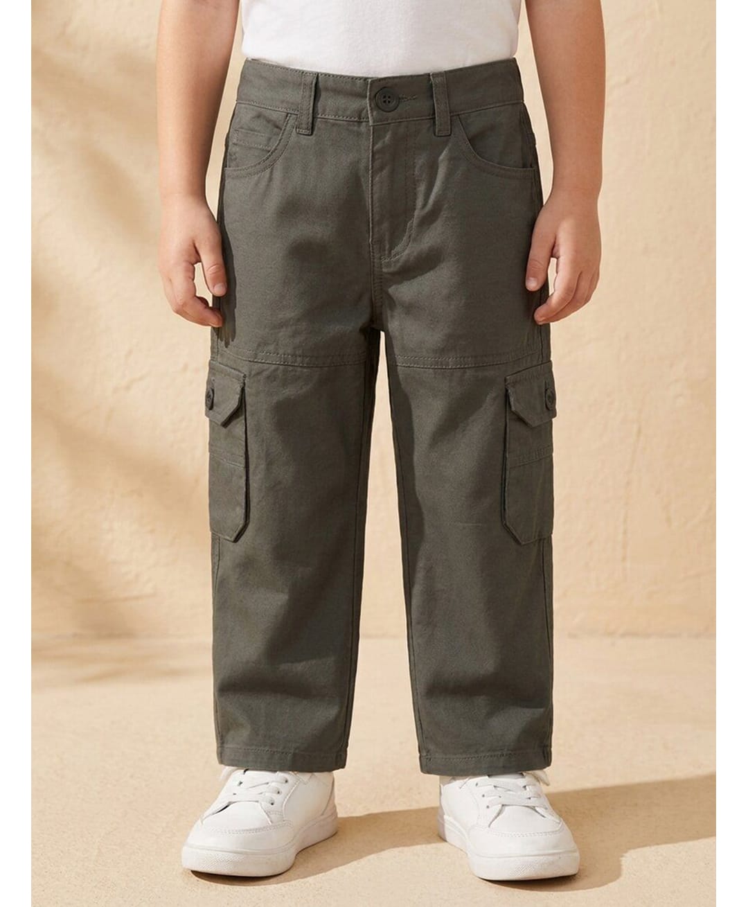 Rikidoos Cotton Woven Full Length Stretch Fit Cargo Pant- Charcoal Grey-image-4