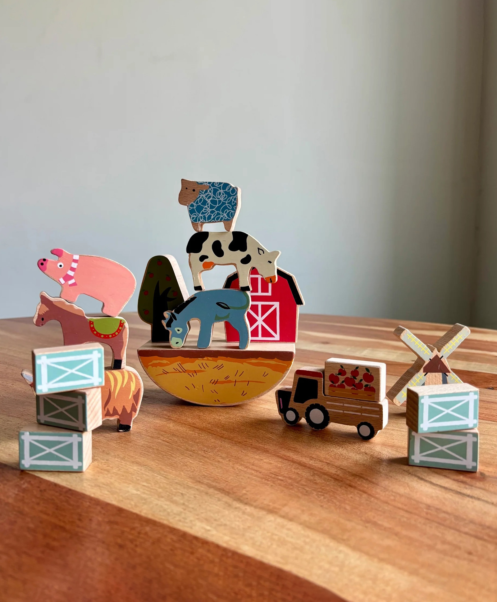 Playbox Wooden Animals Farm Tower Balancing Toy | Pretend Play Toddler & Kids Baby Toys - Pink & Blue-image-16