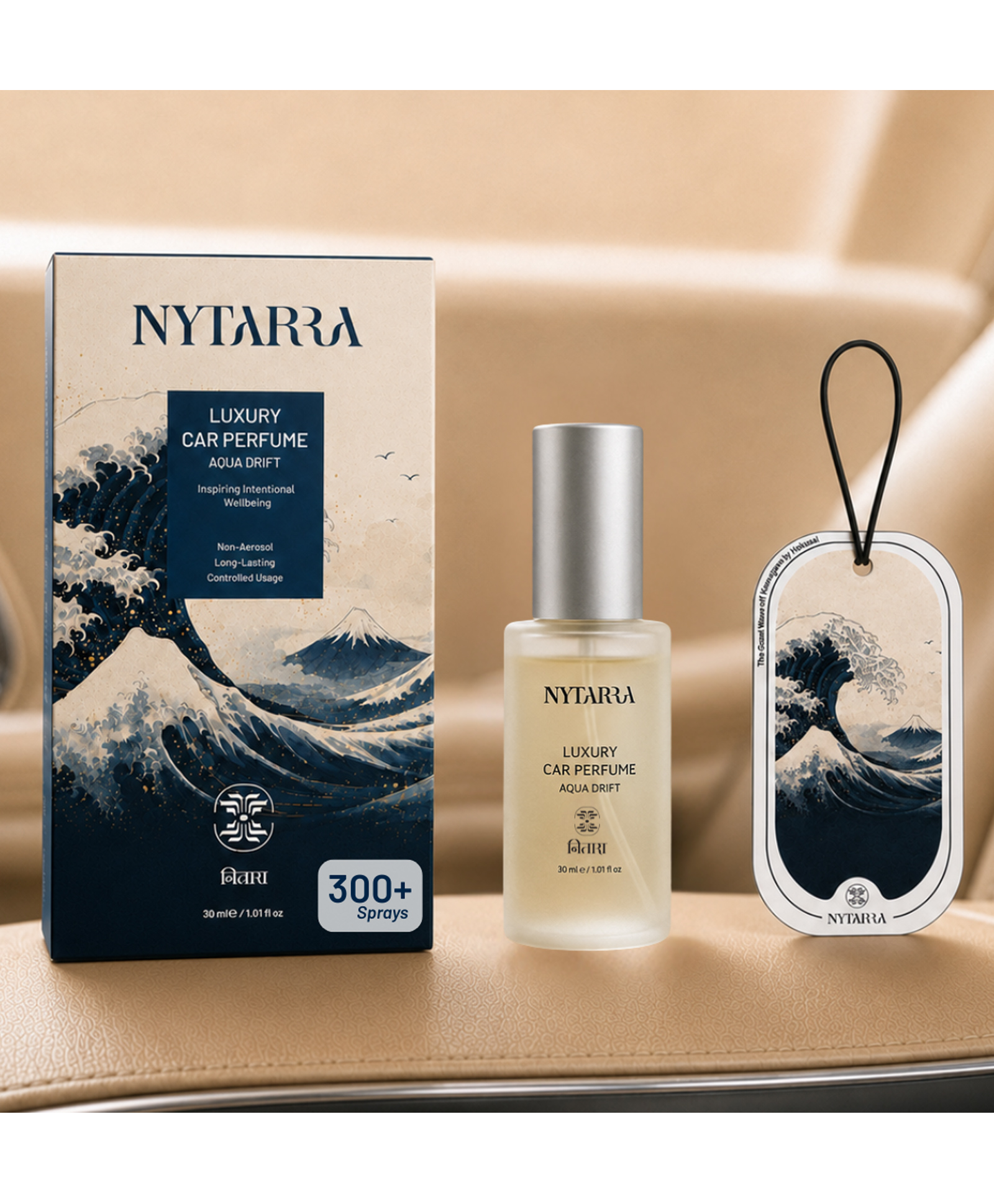 Nytarra Premium Car Perfume Aqua Drift | Spray with Reusable Hanging Card | No Gas Formula, 100% Pure Liquid | 30 ml, 300+ Sprays | Long Lasting Car Fragrance-image-17