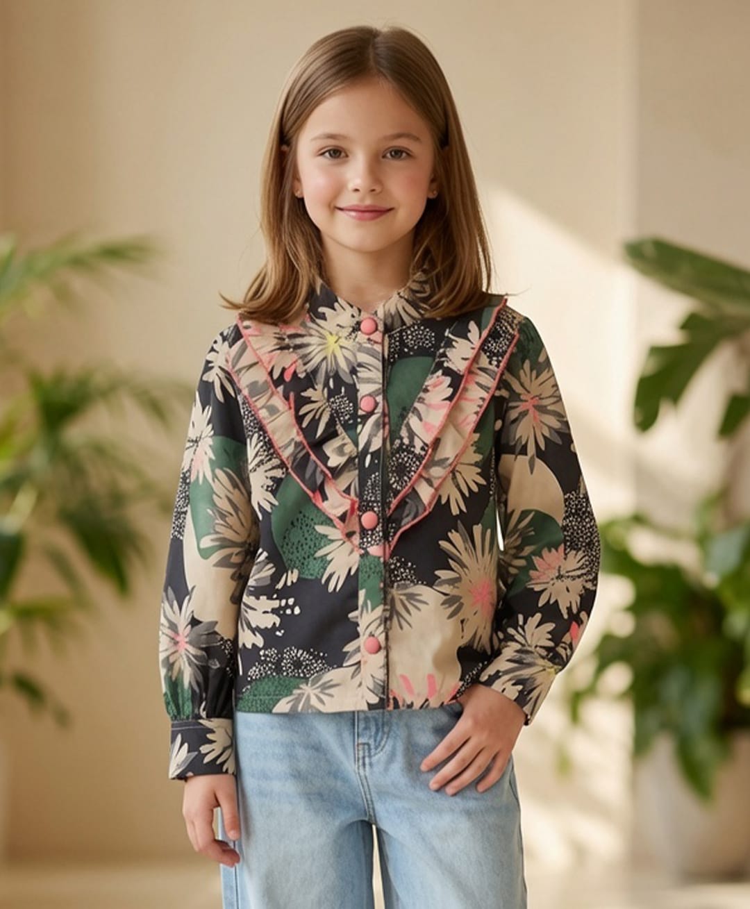 Cutiekins Woven Full Sleeves Floral Printed Top - Black & Multi Colour-picture-35