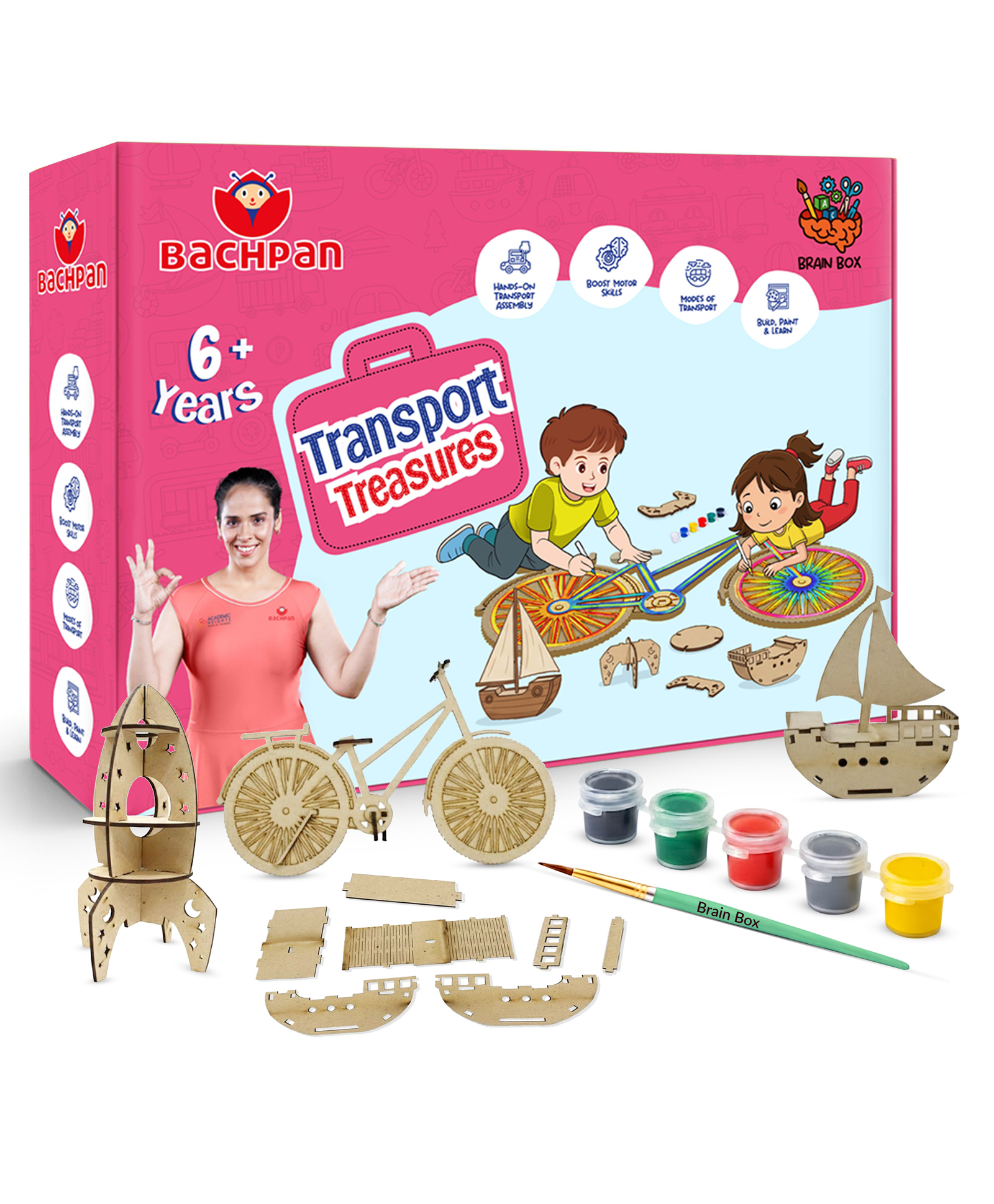 Bachpan Transport Treasures DIY Art & Craft Kit for Kids 6 Years+ | Build Your Own Vehicles, Paint & Create Activity Set | Creative Learning Toy for Boys & Girls-image-46
