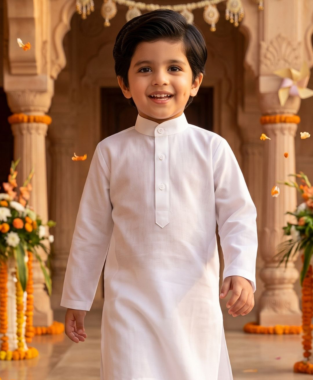 AJ Dezines Pure Cotton Woven Independence Day Theme Full Sleeves Solid Kurta - White-picture-48