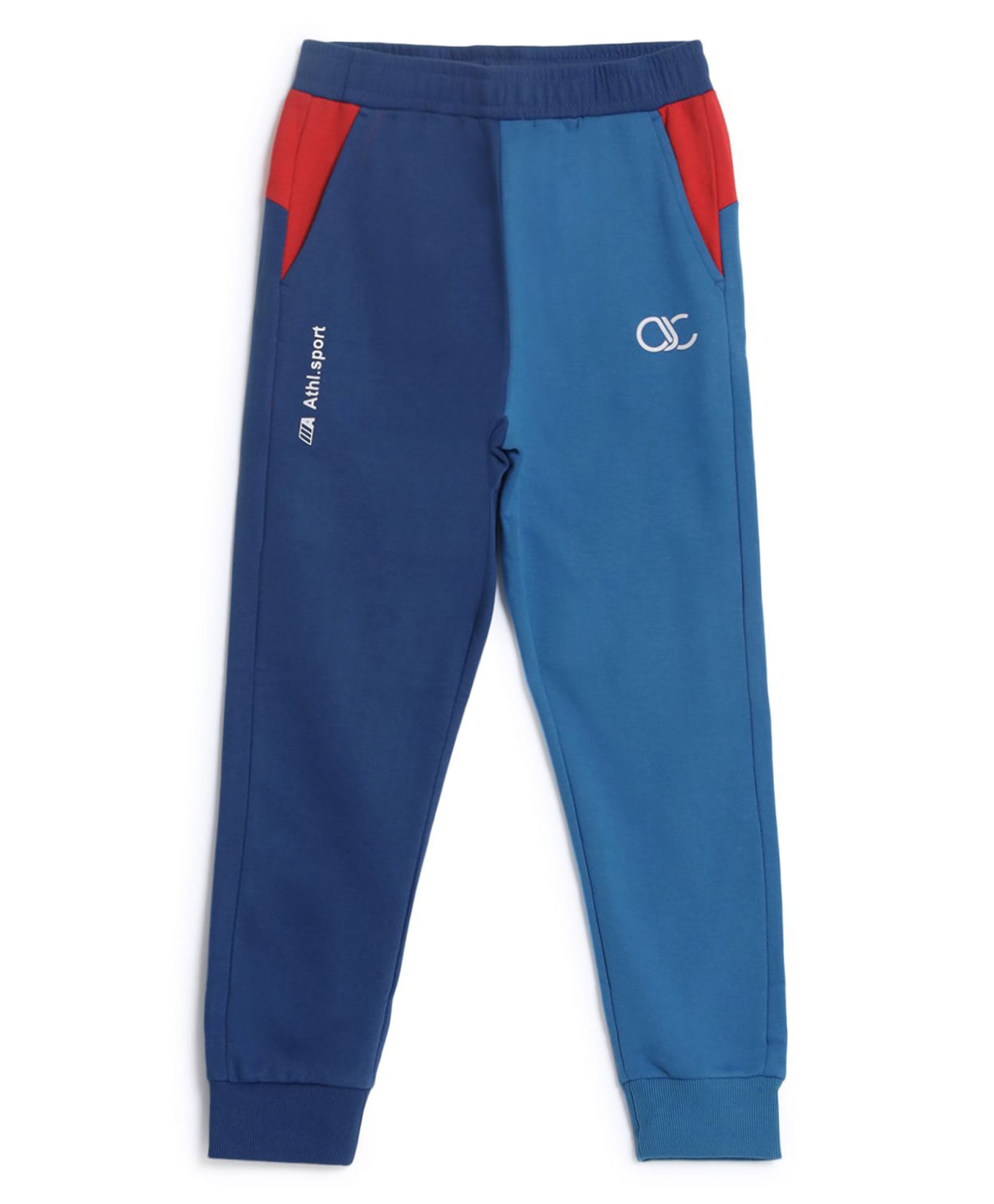 ALAN JONES Cotton Blend Knit Cut & Sew Detailed Joggers - Blue-picture-18